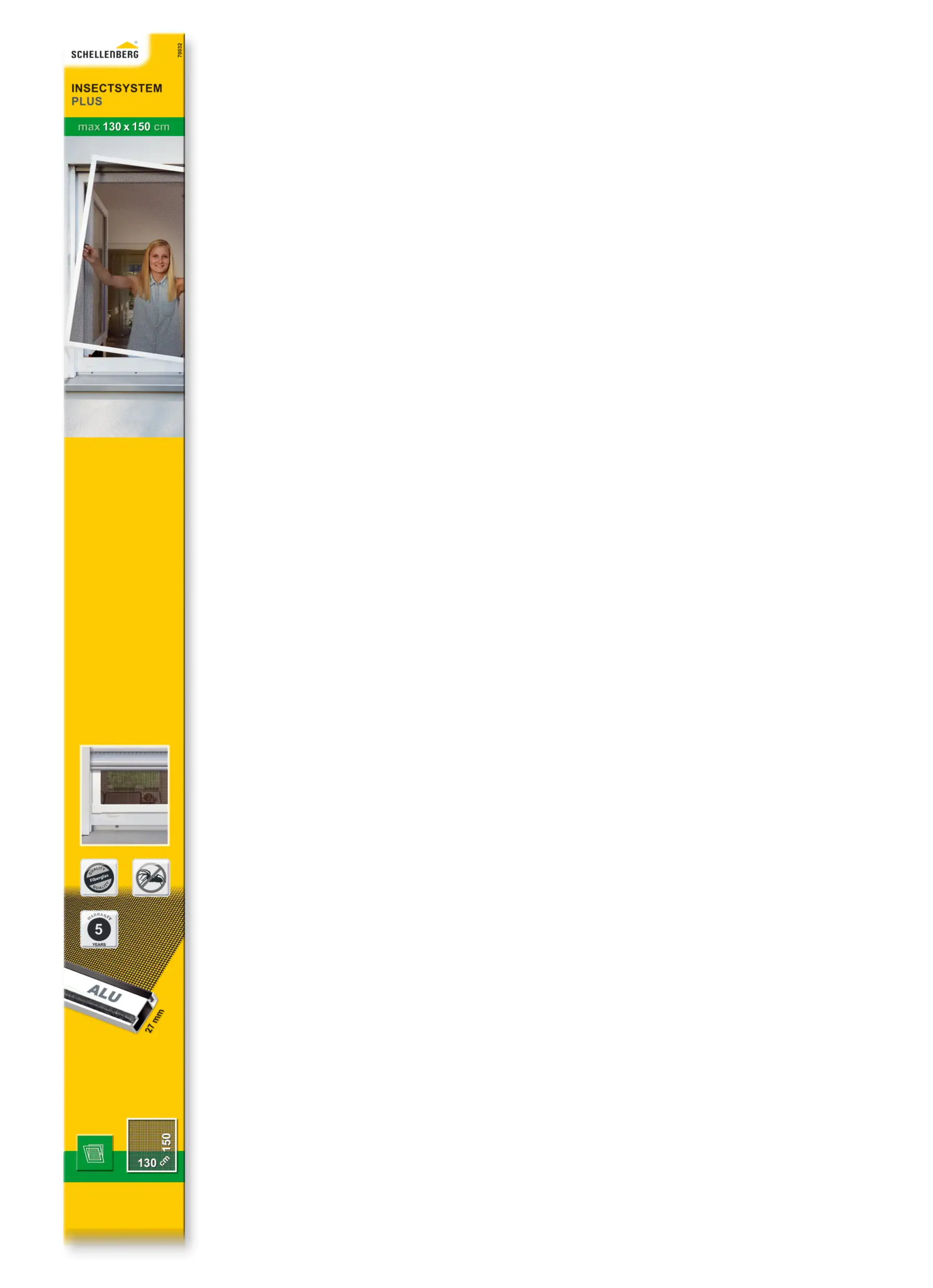 4003971700326_1 Schellenberg Fliegenschutz-Fenster PLUS 130 x 150 cm anthrazit/weiß kürzbar