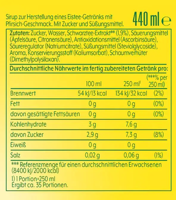 Sodastream Sirup Lipton Pfirsich Ice Tea 440 ml Sodastream Sirup Lipton Pfirsich Ice Tea 440 ml