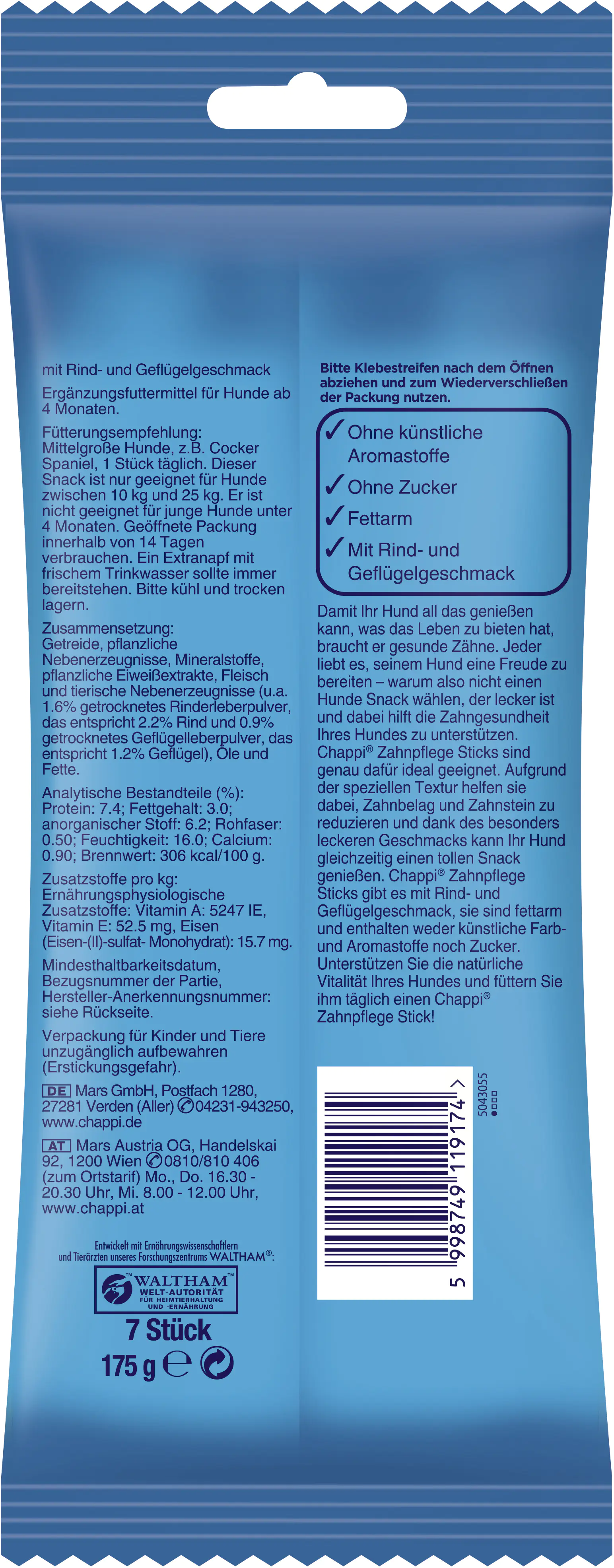 Chappi Zahnpflege Sticks Mittlere Hunde 10-25 kg 10 x 7 Stück