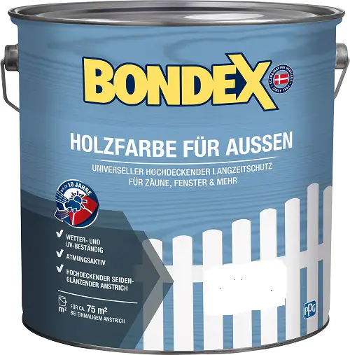 Bondex Holzfarbe für Aussen 7,5 L weiß