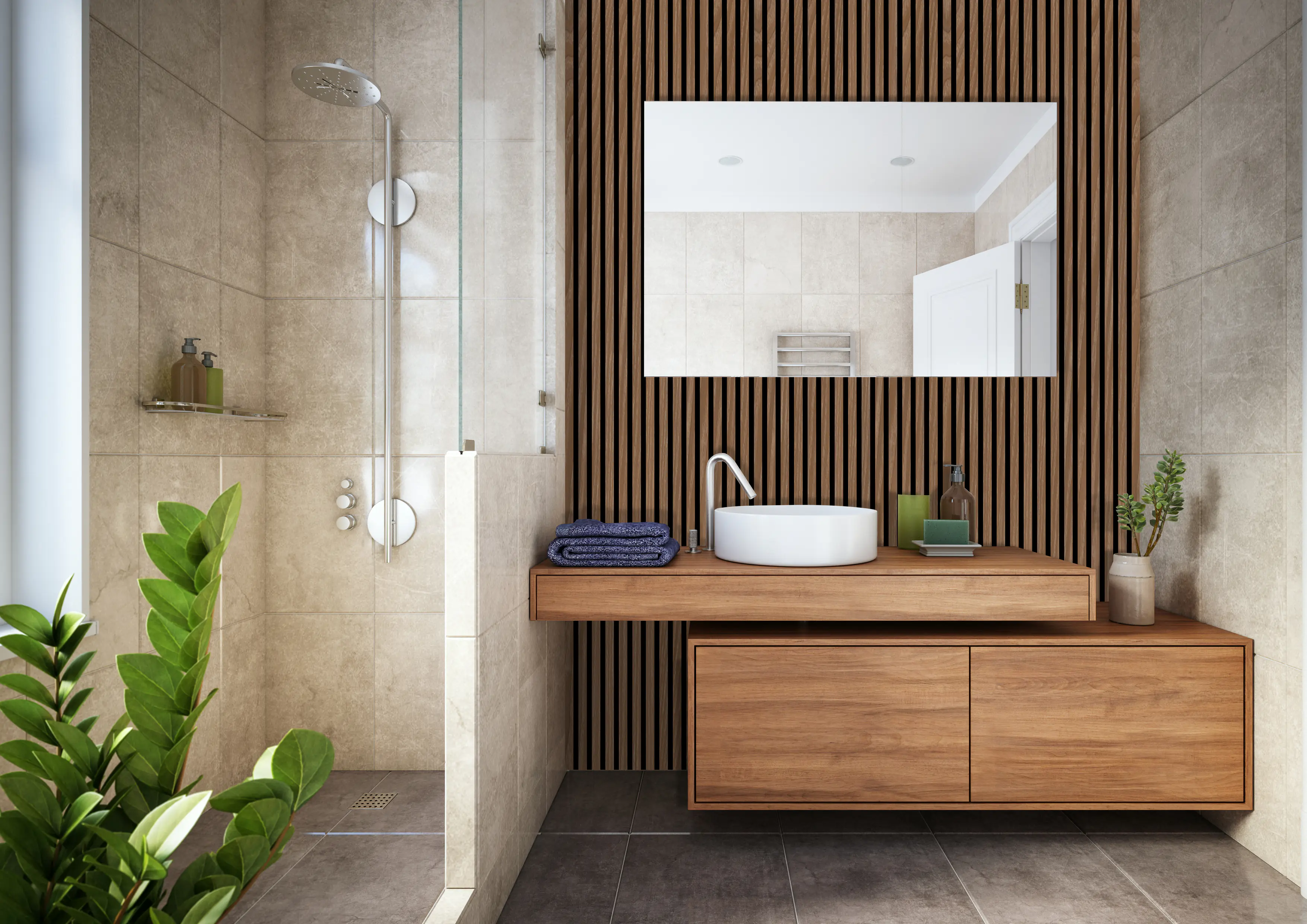 Neuhofer Akustikpaneel Eiche foliert 240 x 57,2 x 1,9 cm braun 