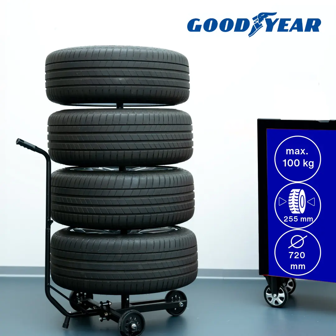 Goodyear Felgenbaumwagen bis Reifenbreite 255 mm inkl. Reifenschutzhülle Goodyear Felgenbaumwagen bis Reifenbreite 255 mm inkl. Reifenschutzhülle