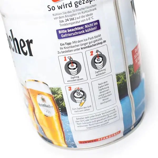 Krombacher Pils Bier 5 l Frische-Fass mit Zapfhahn Krombacher Pils Bier 5 l Frische-Fass mit Zapfhahn