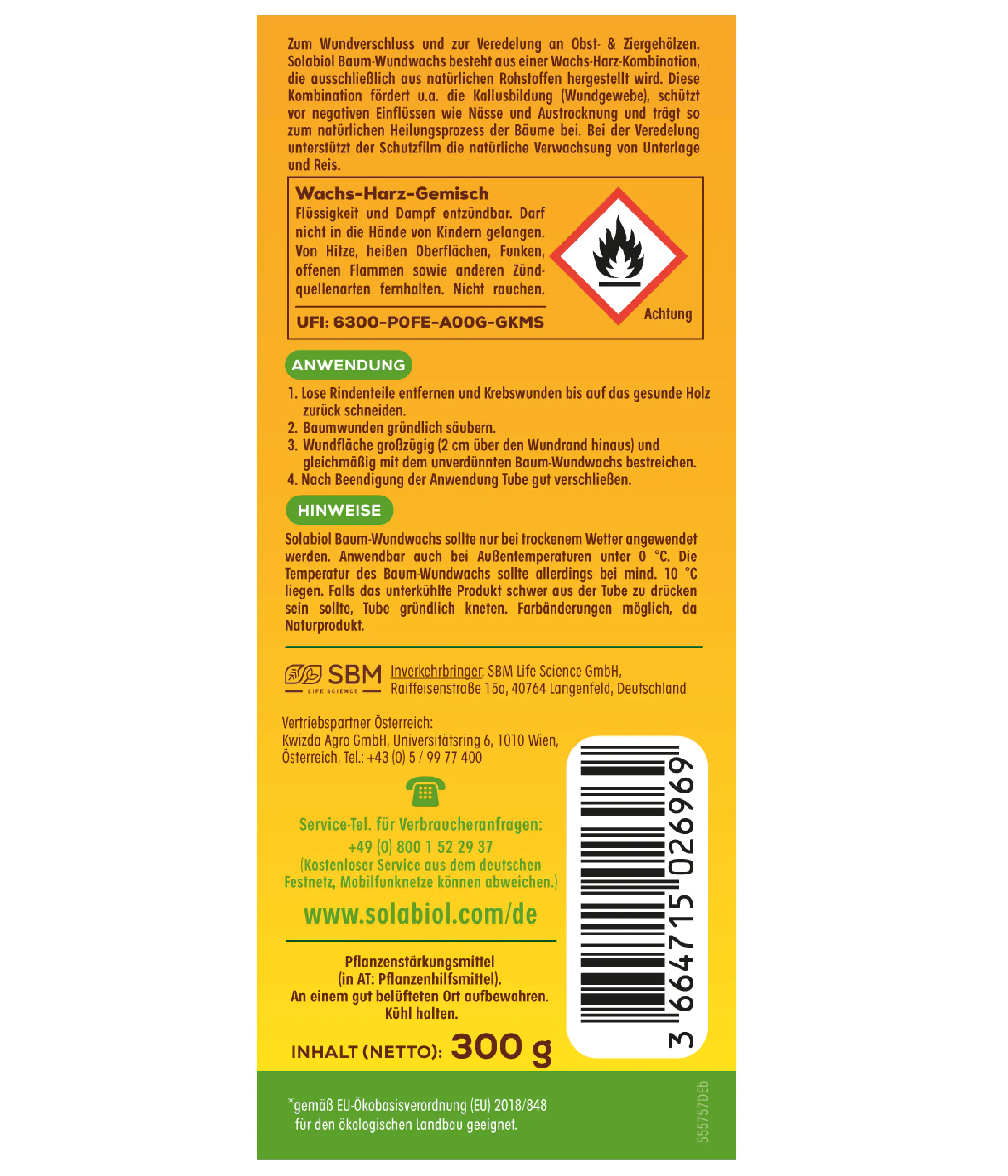 Solabiol Baum-Wundwachs 300 g