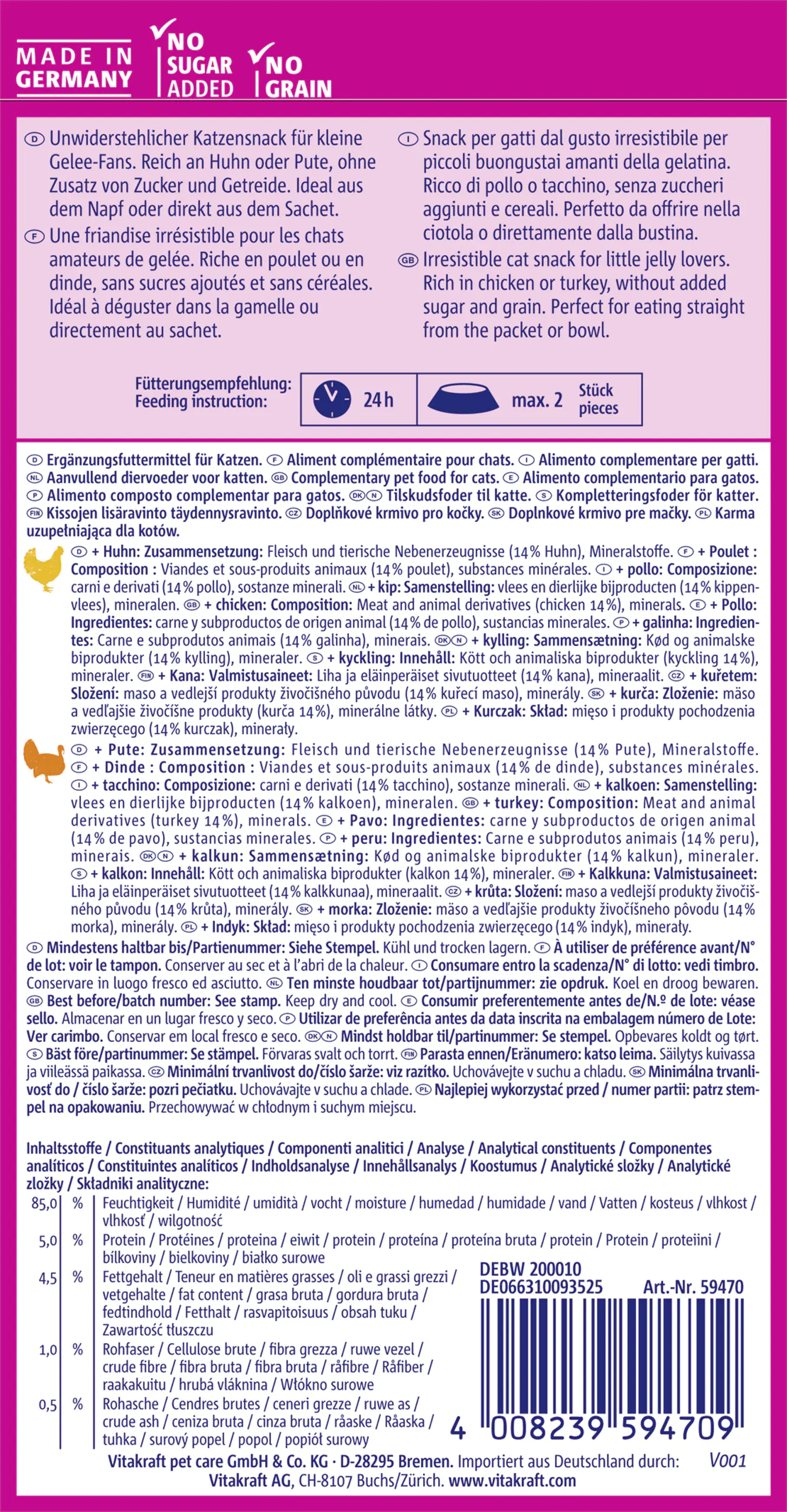 Vitakraft Jelly Lovers Katzensnack Huhn + Pute 6 x 15 g  Vitakraft Jelly Lovers Katzensnack Huhn + Pute 6 x 15 g