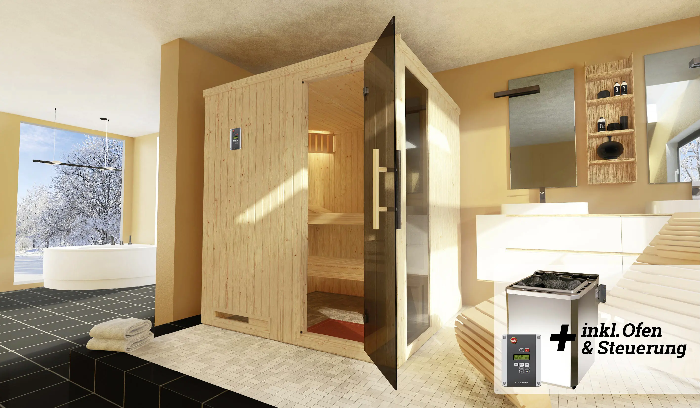 Weka Elementsauna Halmstad Gr. 2 Sparset 7,5 kW BioS