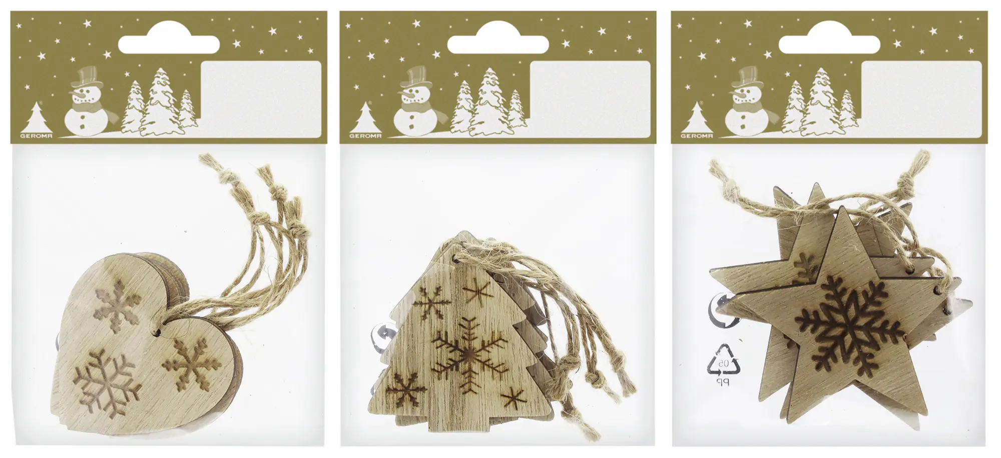 Weihnachtsanhänger Weihnachten aus Holz 6 cm natur 4 Stück