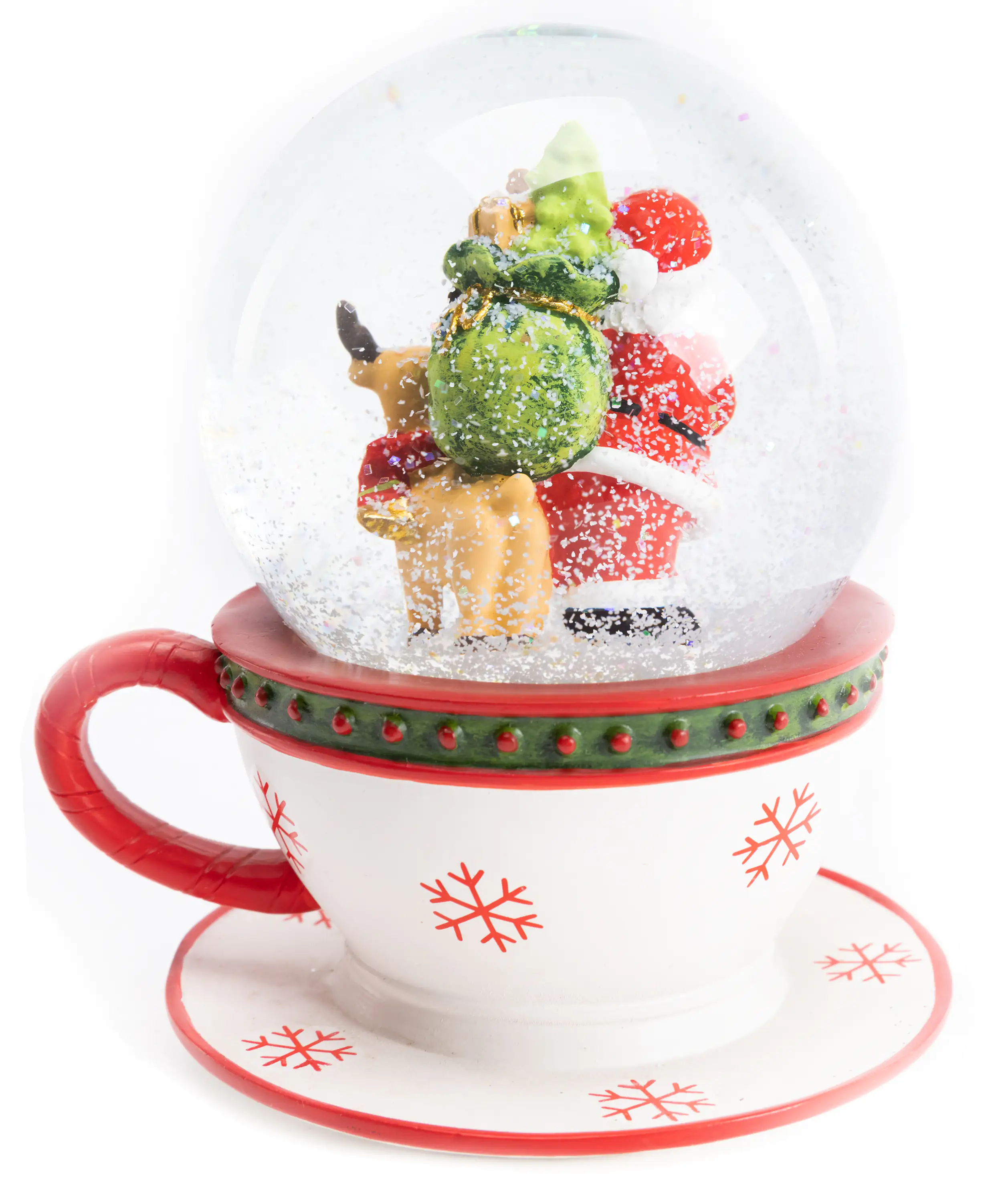 TrendLine Schneekugel Tasse 15 x 13 cm weiß-rot