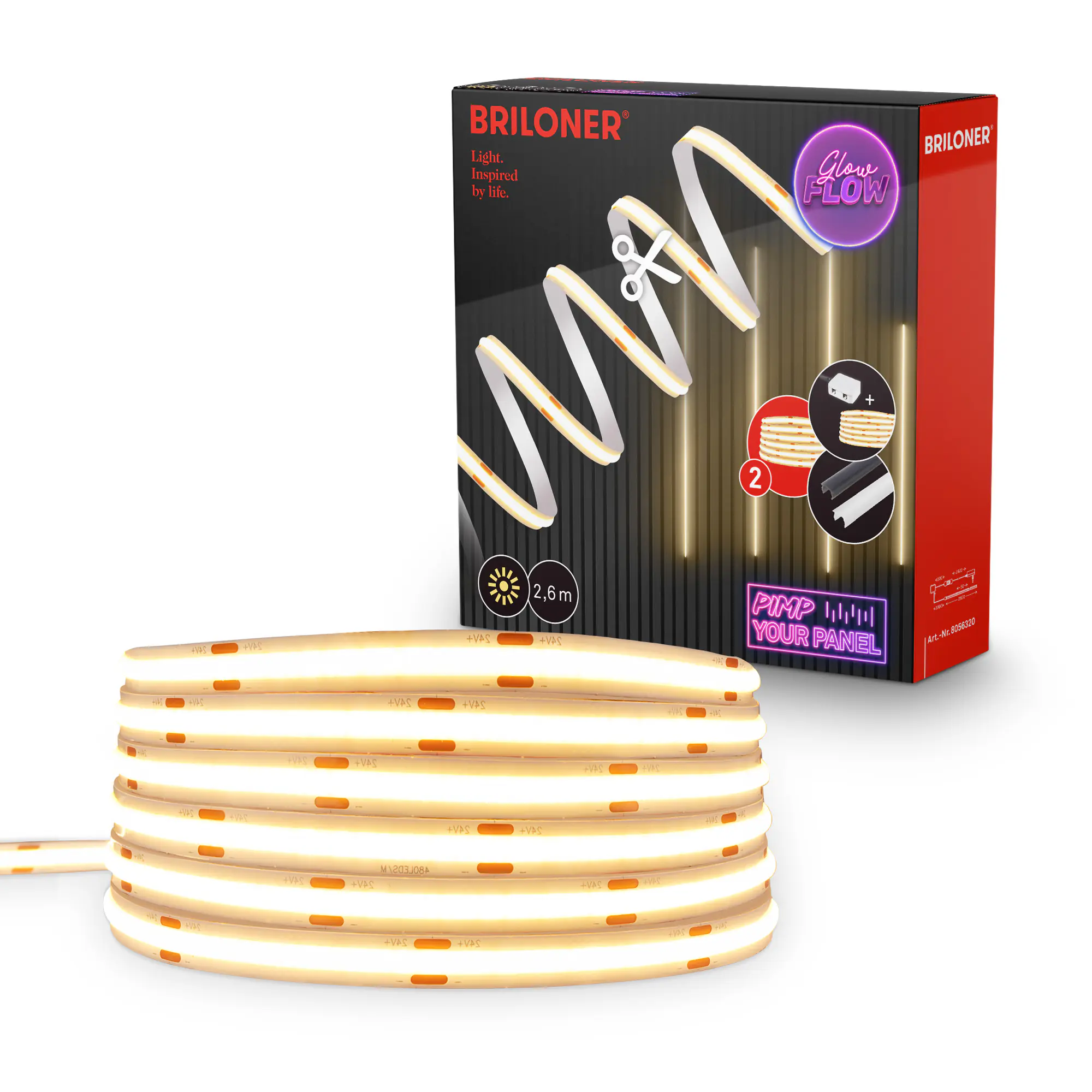 Briloner LED-Streifen Pimp your Panel Erweiterungsset  2,6 m 17,5 W warmweiß