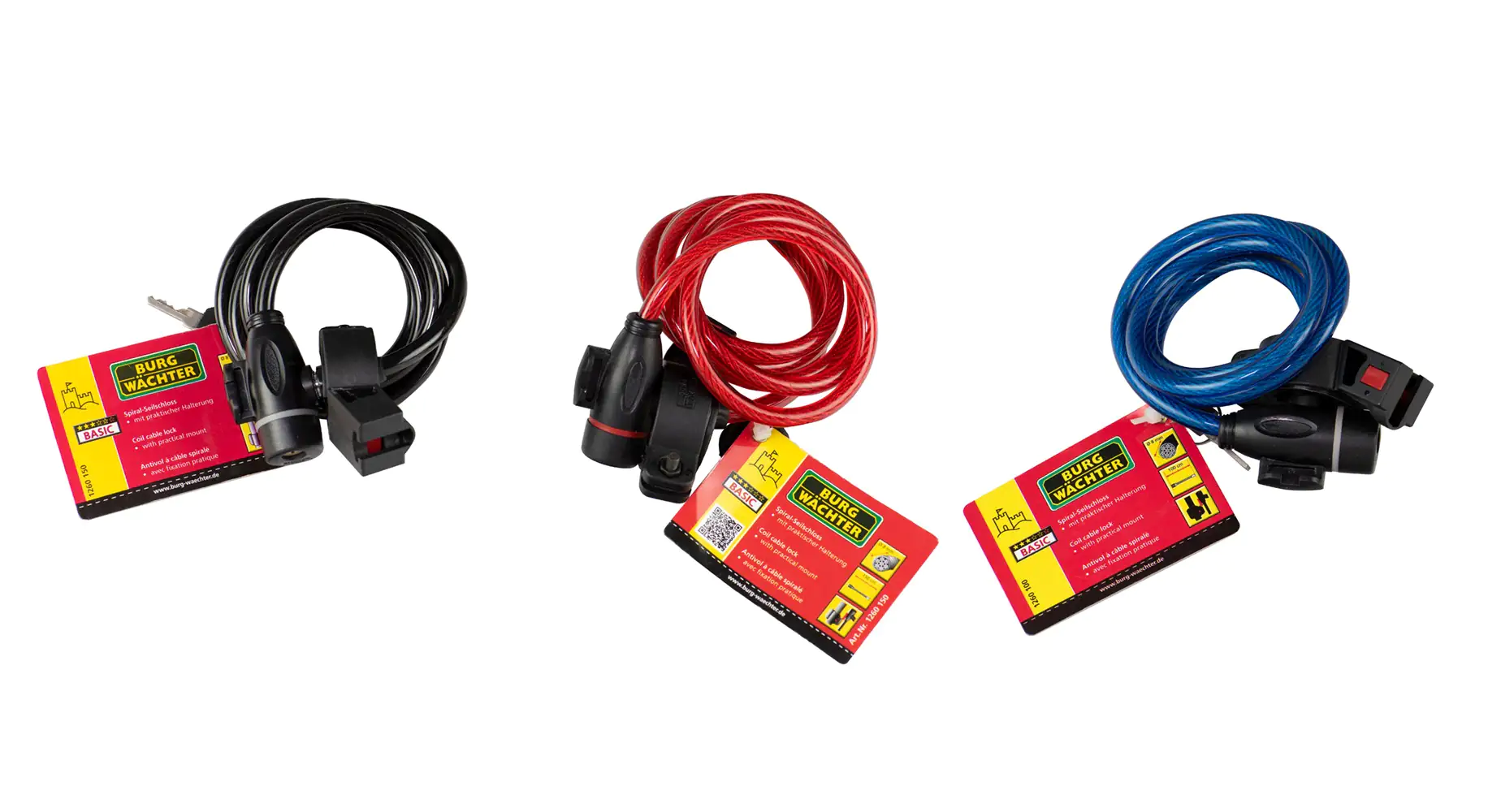 Burg Wächter Spiralschloss 1260 150 1500mm Ø 8mm farbig sortiert