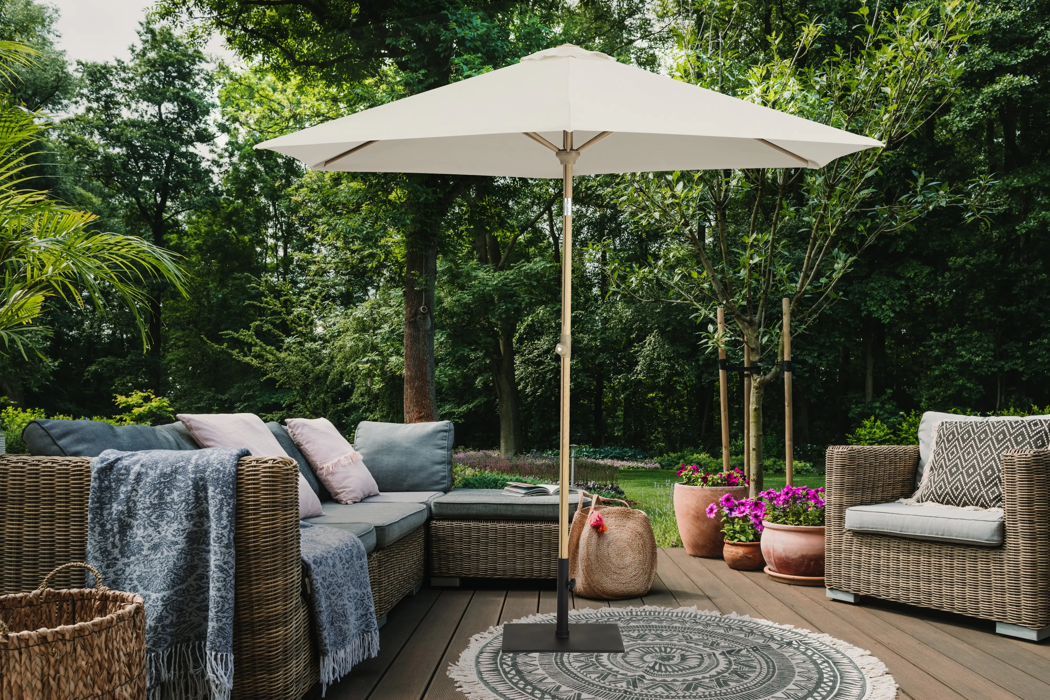 Primaster Sonnenschirm Easy Lift natur, Ø 2,88 m