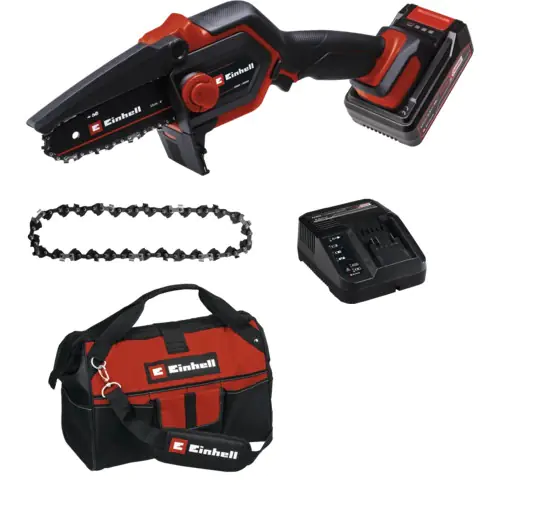 Einhell Akku Gehölzschneider GE-PS 18/15 Li BL, inkl. Starter Kit, Ersatzkette & Einhell Bag