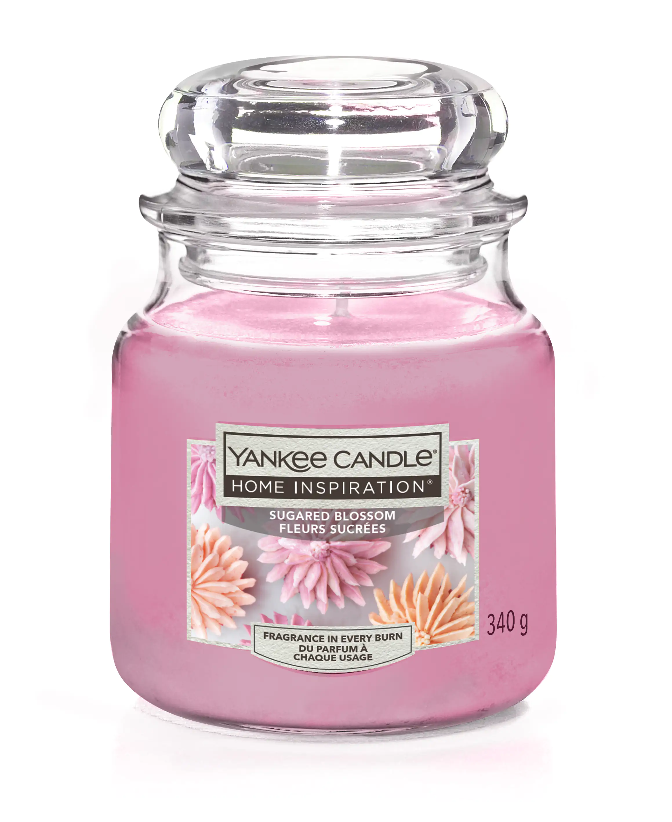 Yankee Candle Duftkerze Mittleres Glas Sugared Blossom 340 g, rosa