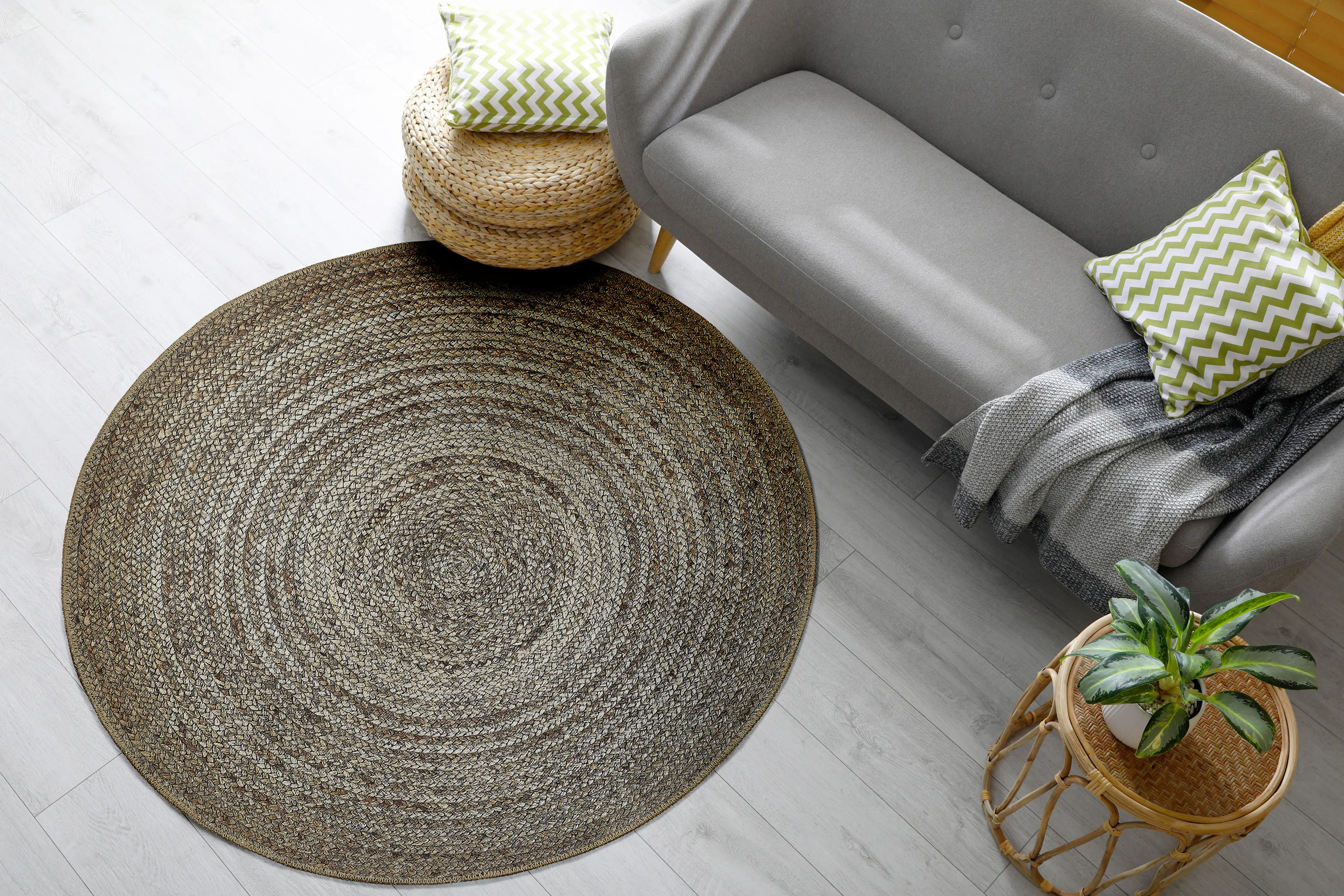 Teppich Pinto weiß-beige, 100 cm Ø rund Teppich Pinto weiß-beige, 100 cm Ø rund