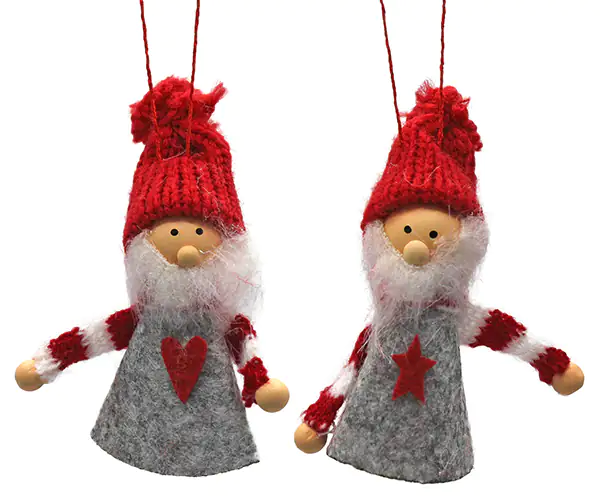 Weihnachtsanhänger Wichtel 9 cm , 2 Stück