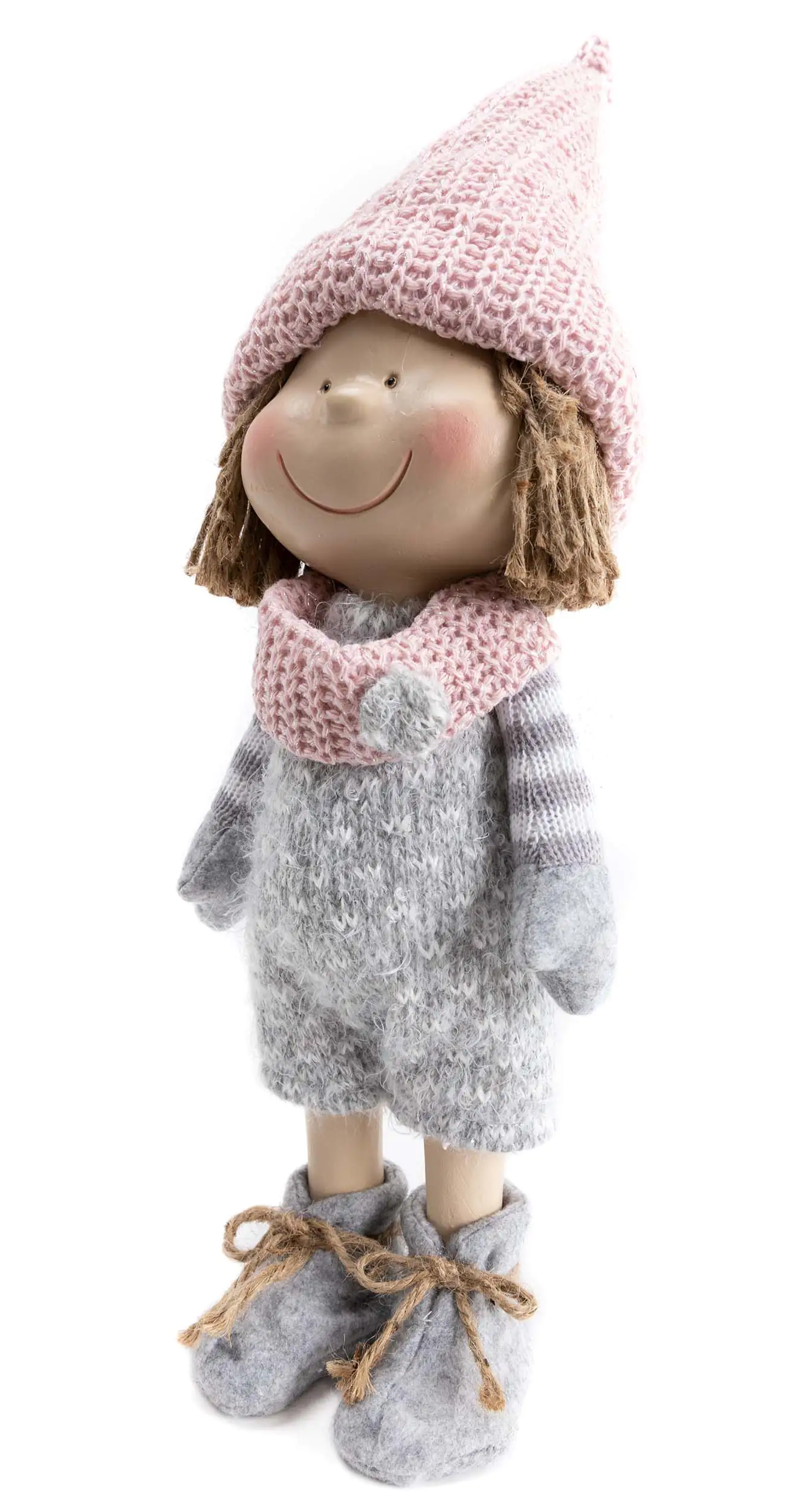 TrendLine Dekofigur Kind 15 x 12 x 42 cm grau-rosa