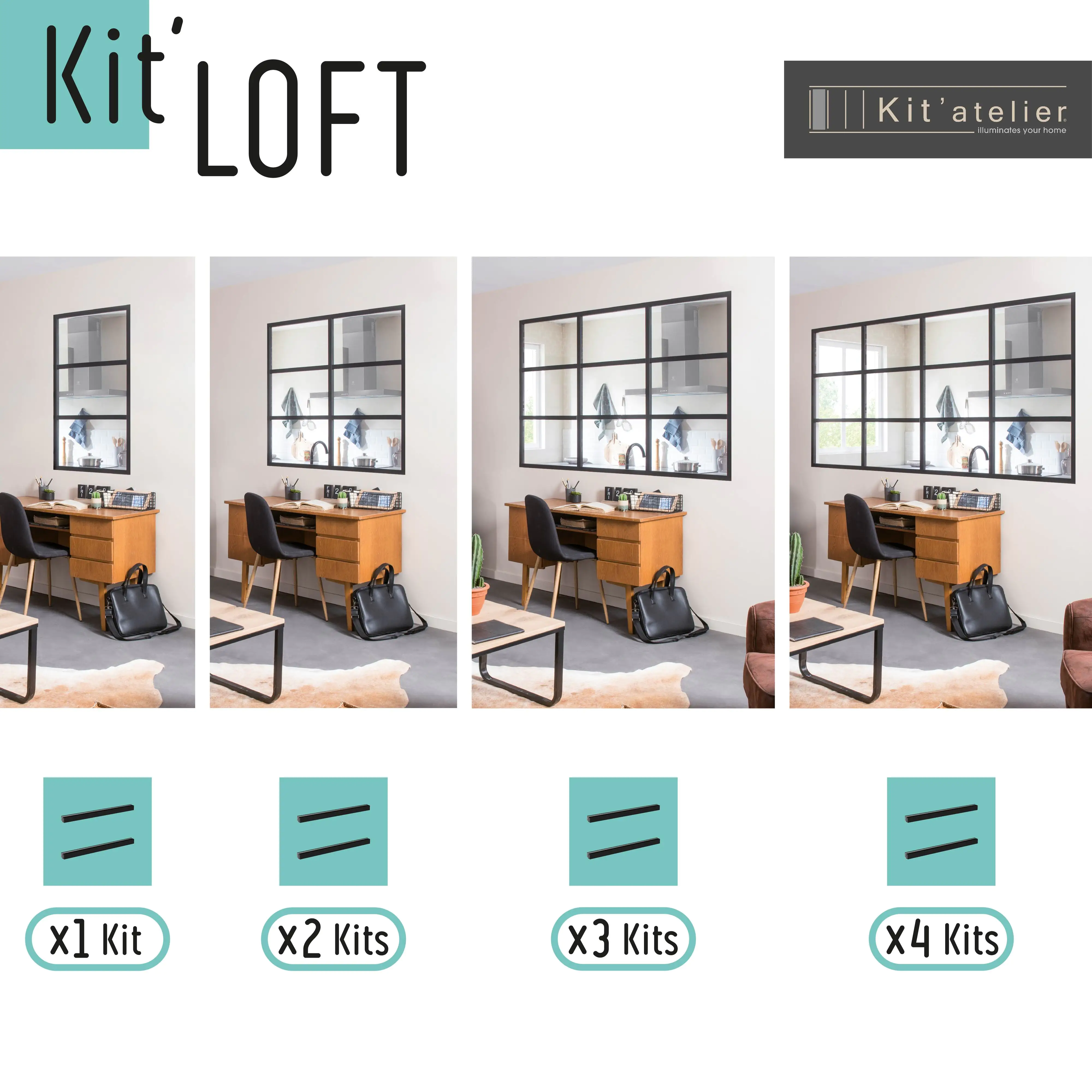 Klebeleisten-Set Loft für Trennwand Verriere Modulo 2 Stück Klebeleisten-Set Loft für Trennwand Verriere Modulo 2 Stück