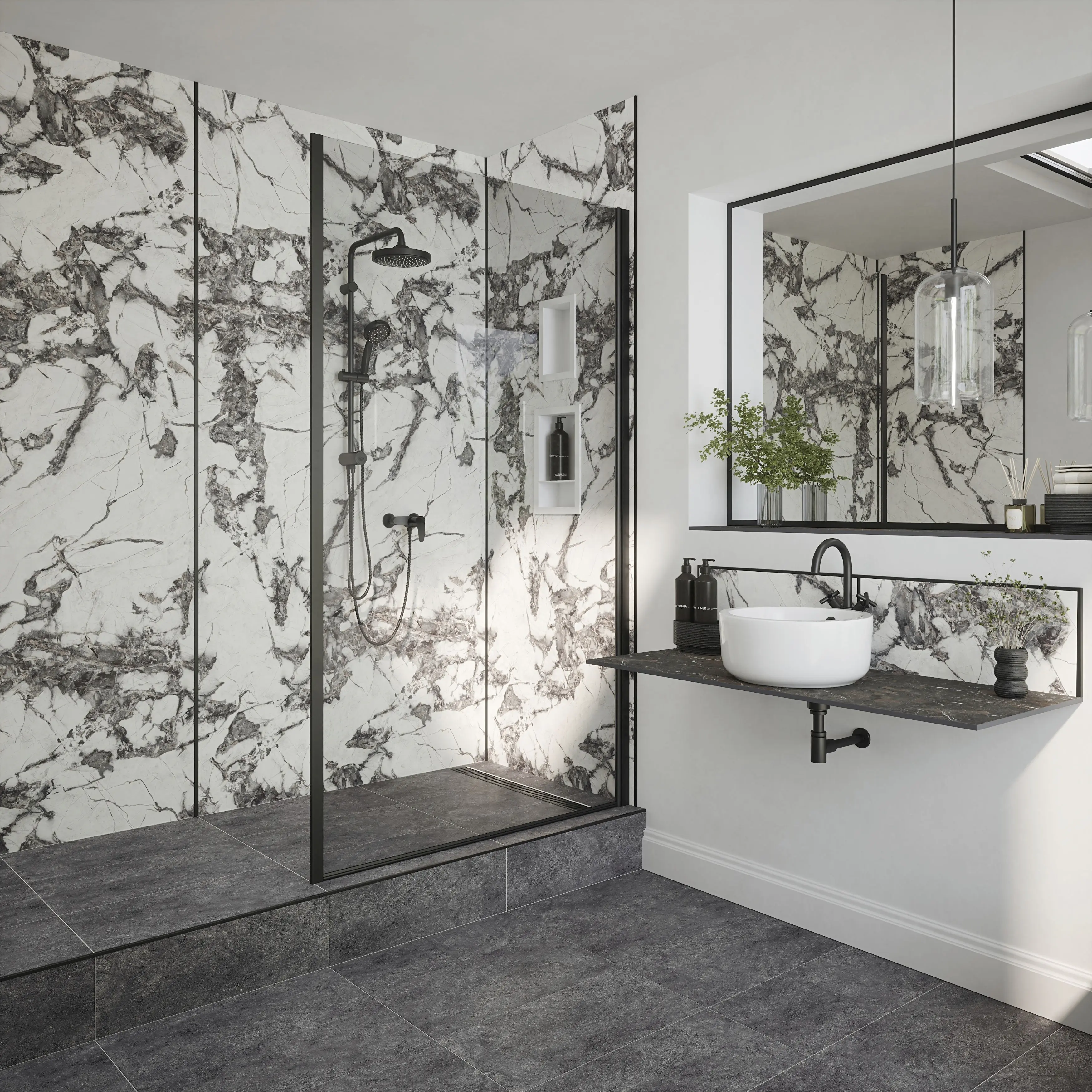 Wetwall Alloy Duschrückwand Calacatta Fantasia 60 x 244 cm