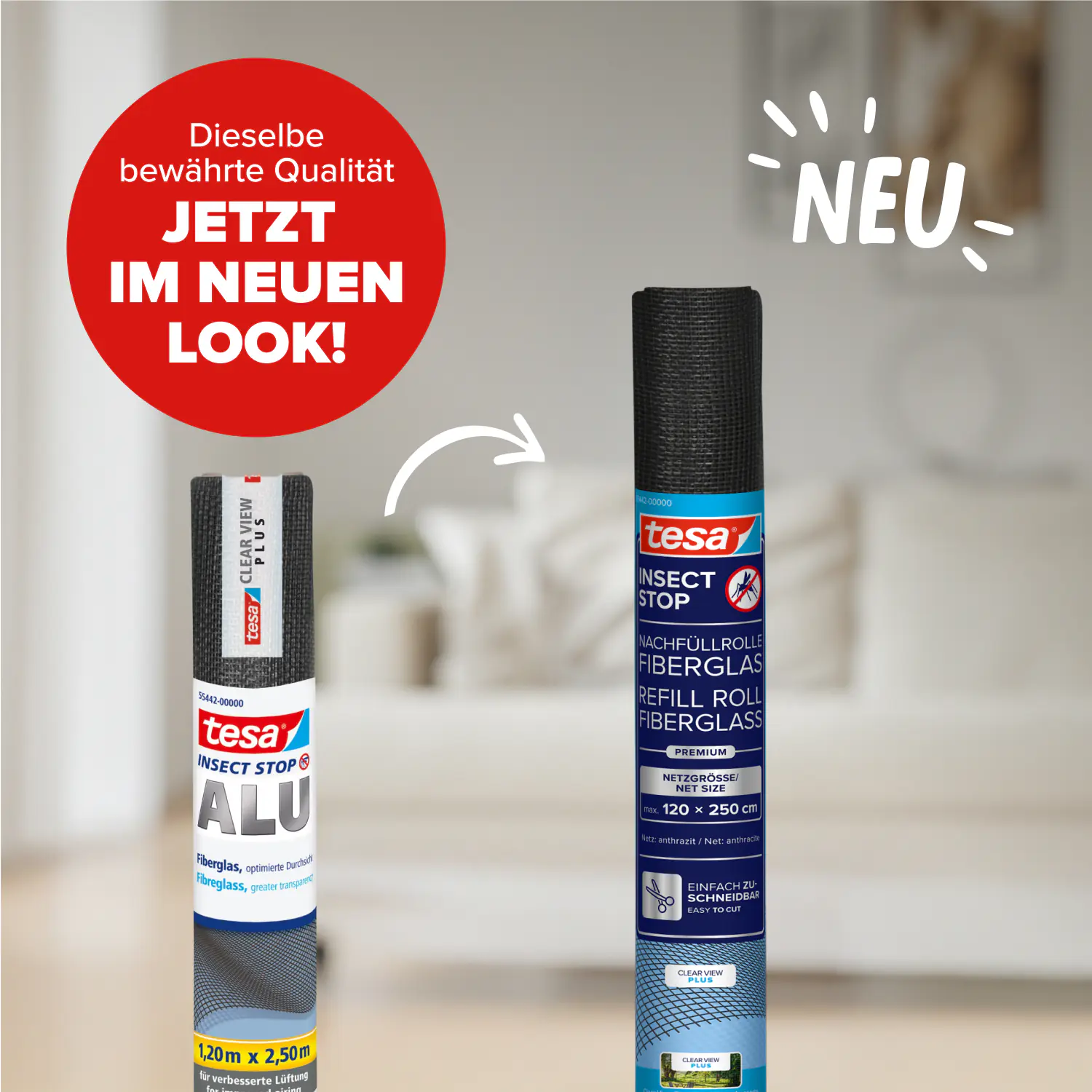 tesa Insektenschutz-Gitter Ersatzarolle anthrazit 120 x 250 cm