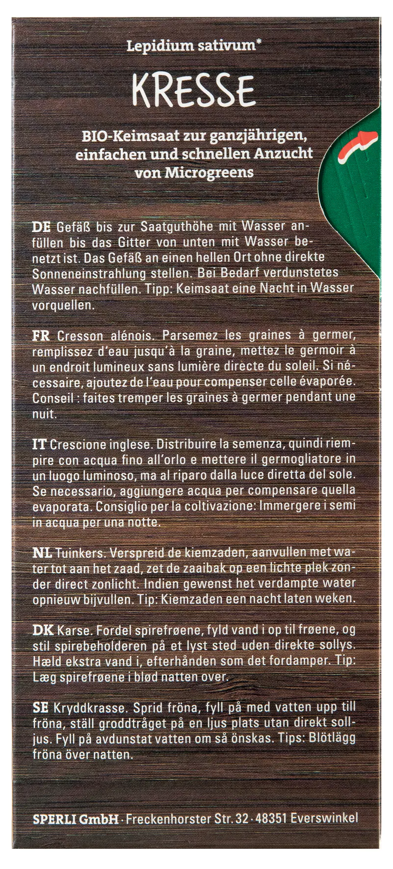 Sperli BIO Microgreen-Saat Kresse