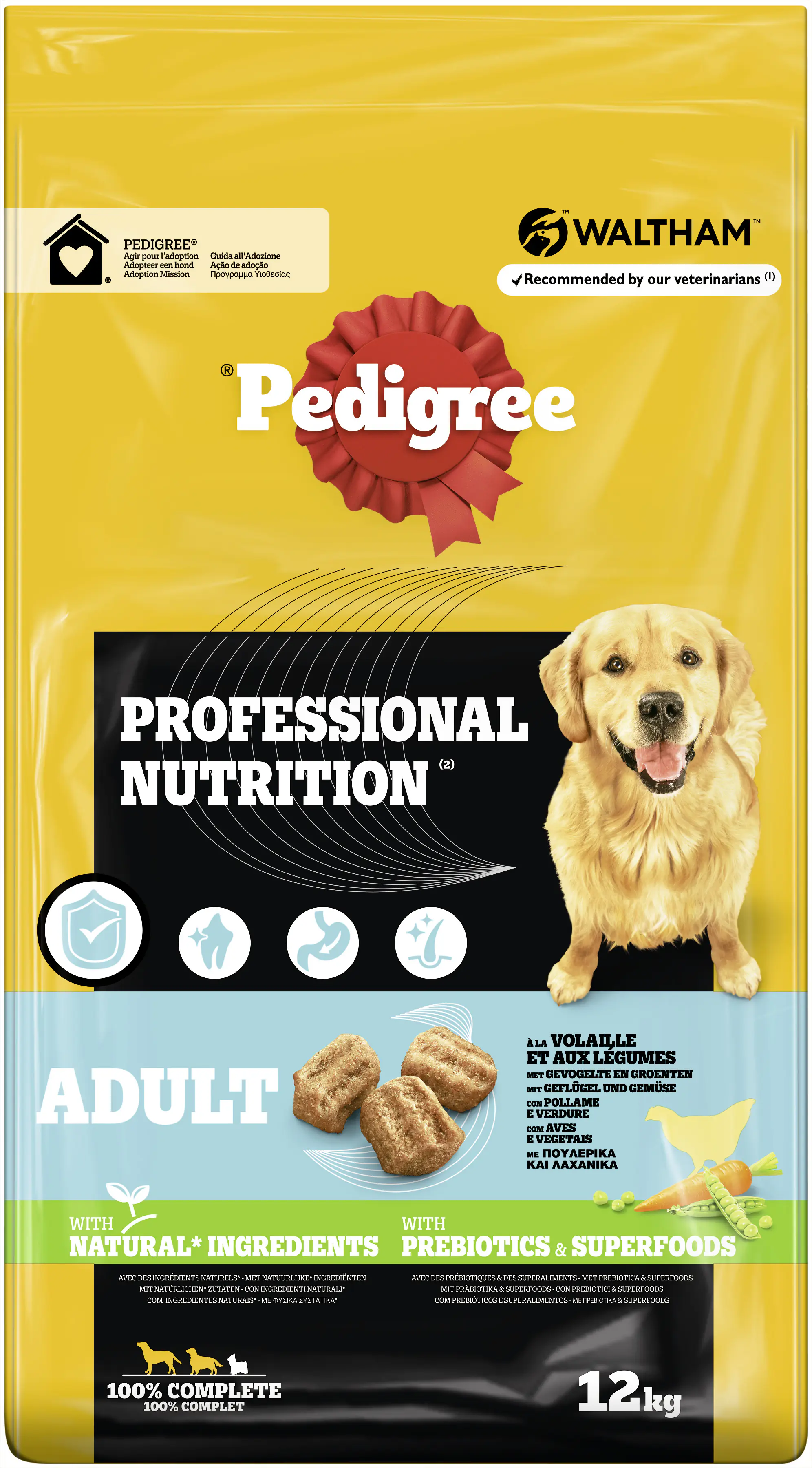 Pedigree Professional Nutrition Hundetrockenfutter Adult 12 kg Geflügel & Gemüse