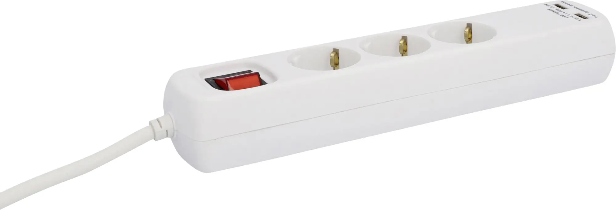 Unitec Steckdosenleiste 3-fach 1,4m mit 2 x USB Anschlüssen, weiß