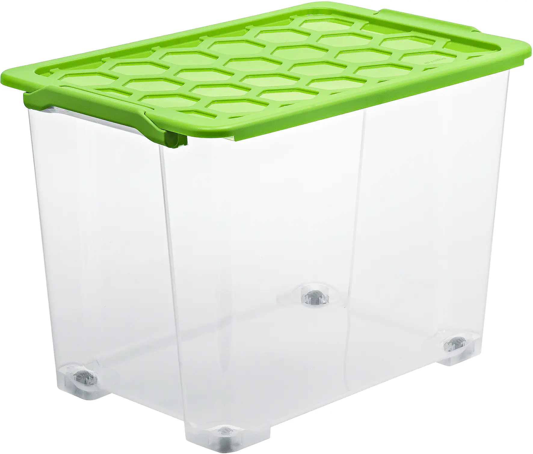 Rotho Aufbewahrungsbox EVO Safe mit Rollen und Deckel 65 L transparent/grün Rotho Aufbewahrungsbox EVO Safe mit Rollen und Deckel 65 L transparent/grün