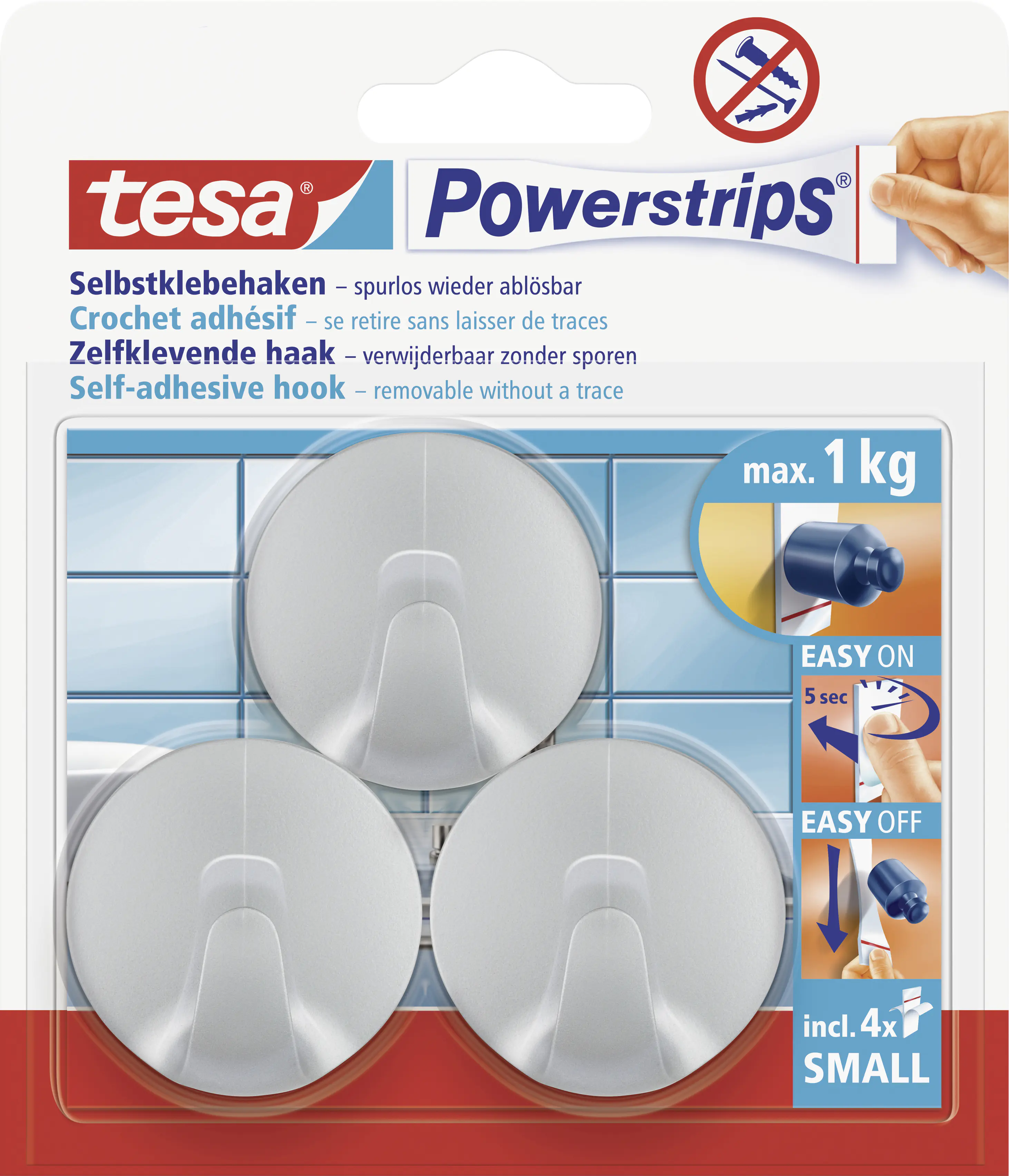 tesa Haken Powerstrip Small rund, chrom