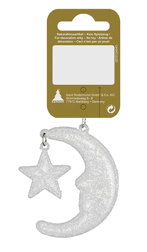 Hänger Mond aus Kunststoff weiß Ø 6,5 cm