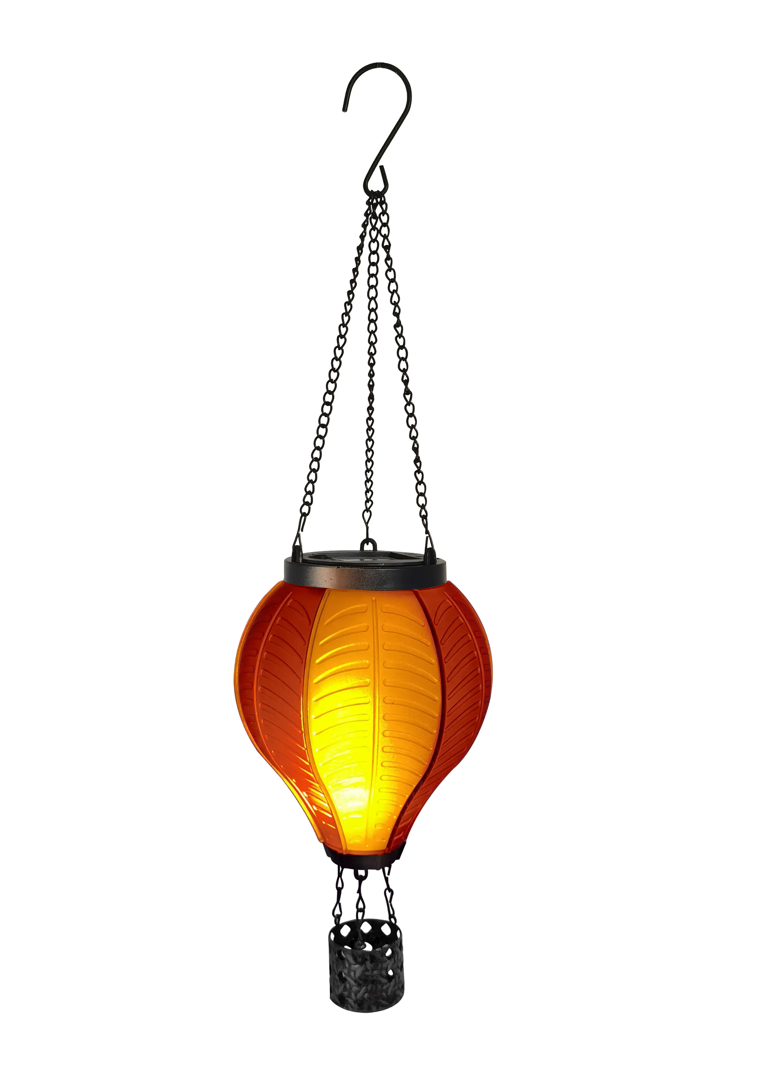 Dapo LED Solarleuchte Heißluftballon mit Flammeeffekt rot/weiß warmweiß