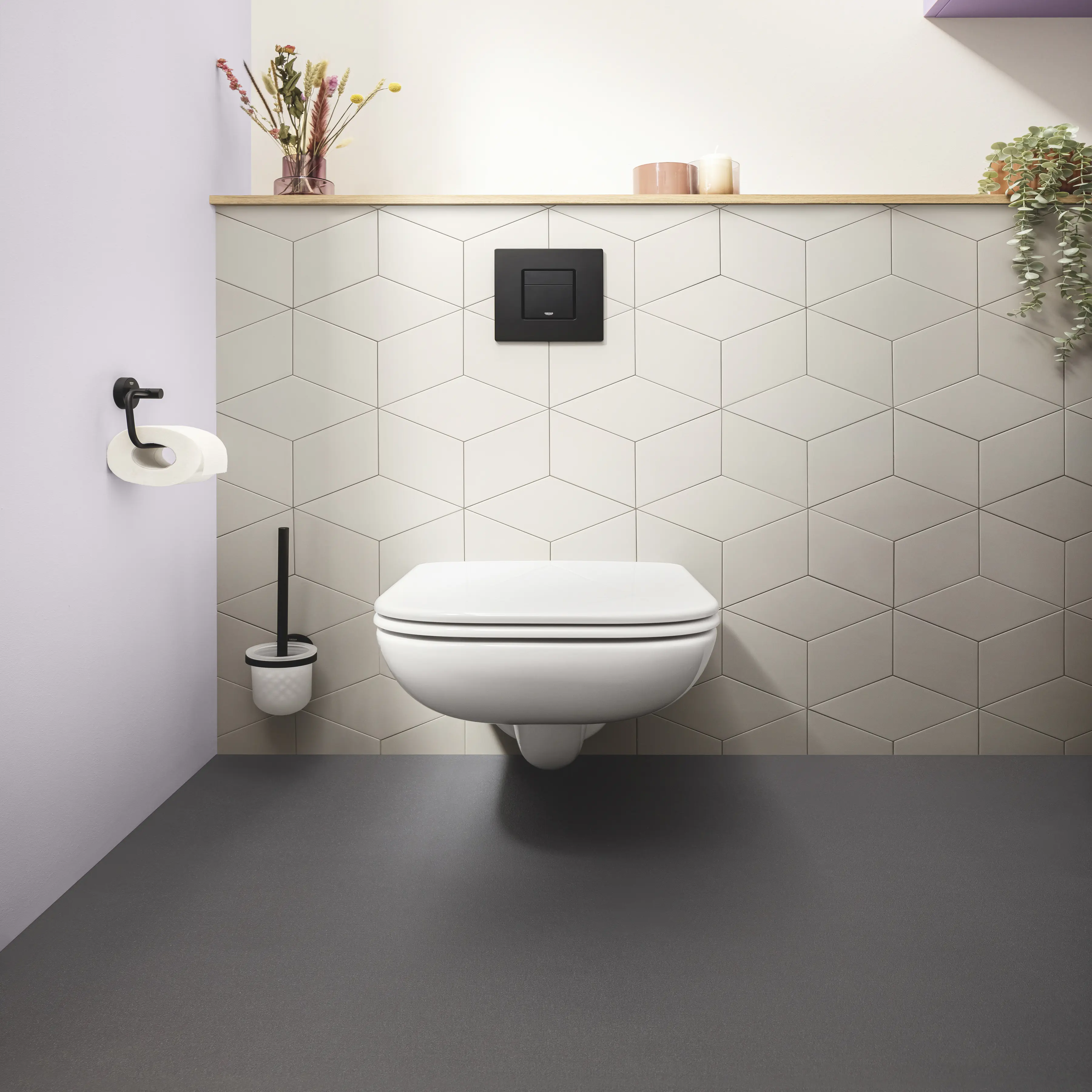 Grohe Start Toilettenbürstengarnitur matt black klebbar