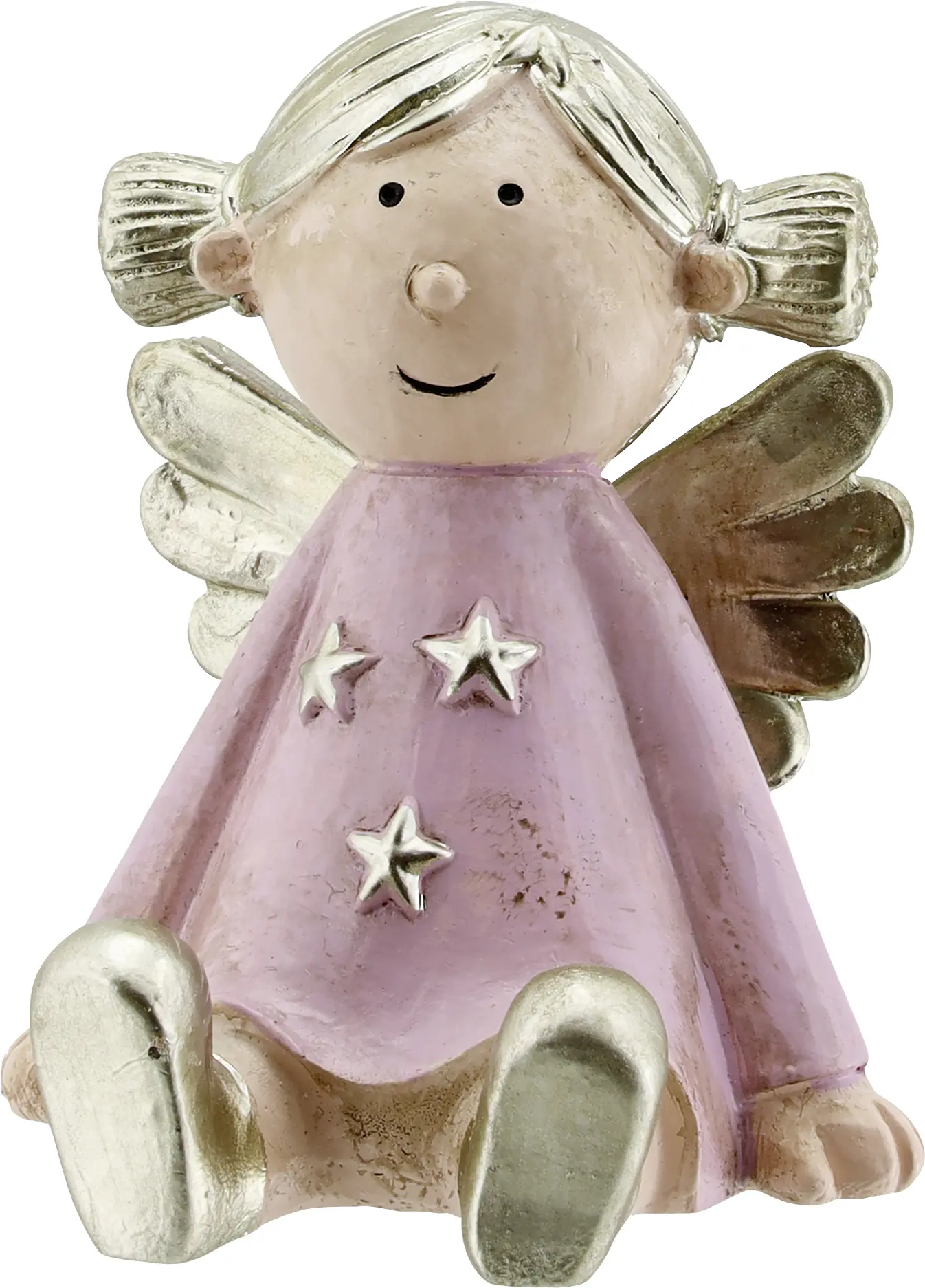 Dekofigur Engel sitzend Polyresin 8 cm rosa-gold 