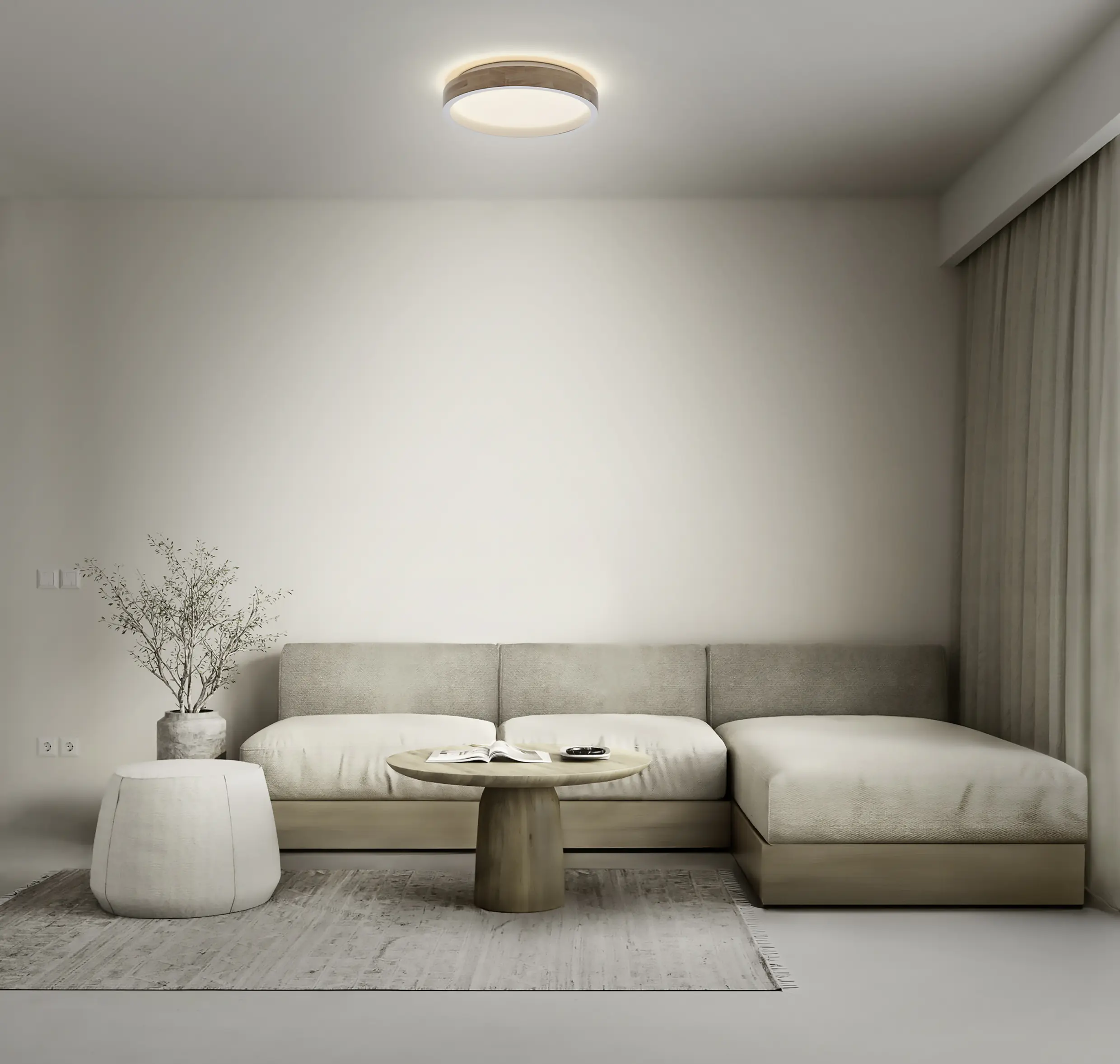 Osram LED-Deckenleuchte Orbis Mariano Ø 41 cm 24 W Holzdekor weiß dimmbar