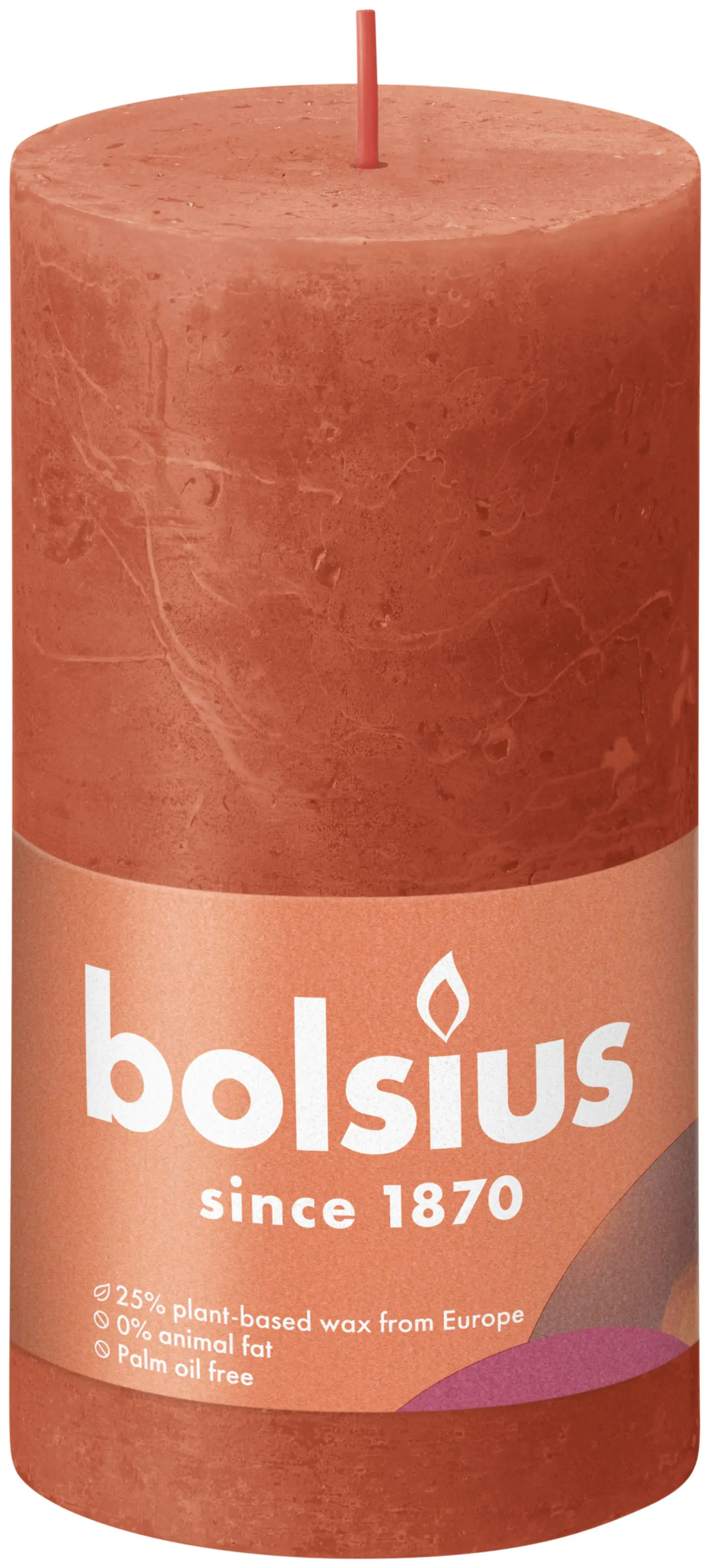 8717847146663 Bolsius Rustik Stumpenkerze herbstliches orange, Höhe: 13 cm, Ø 6,8 cm