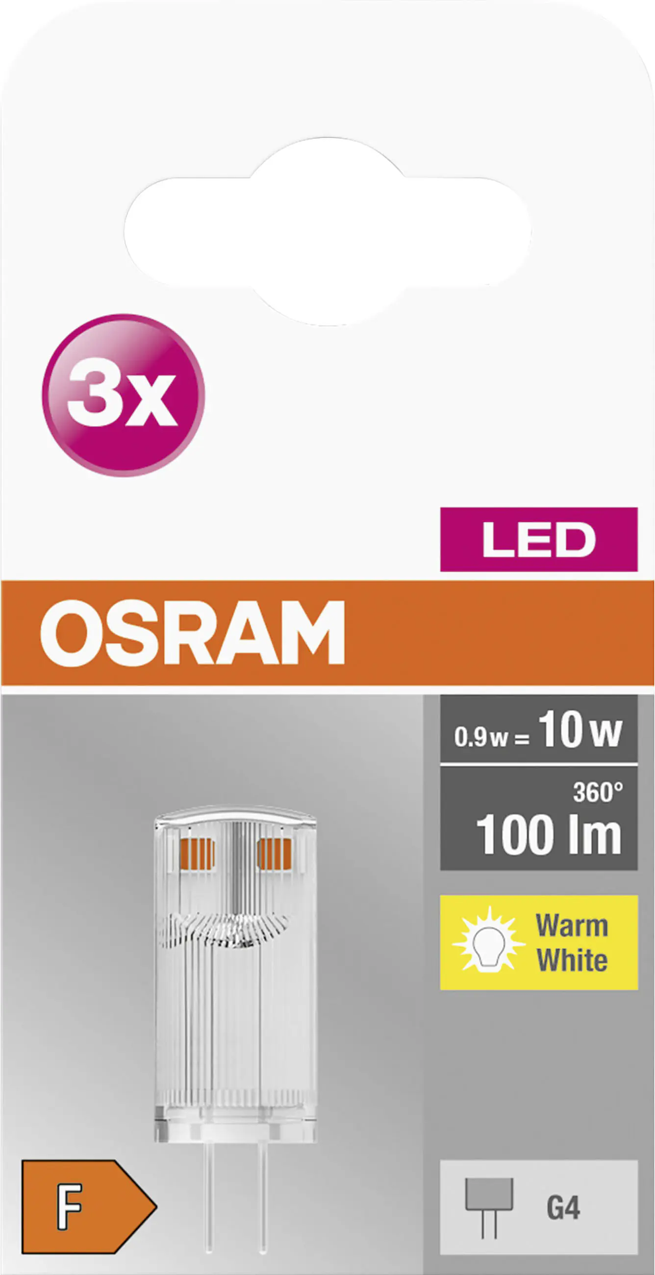 Osram LED Stiftsockellampe Pin G4 0,9 W warmweiß