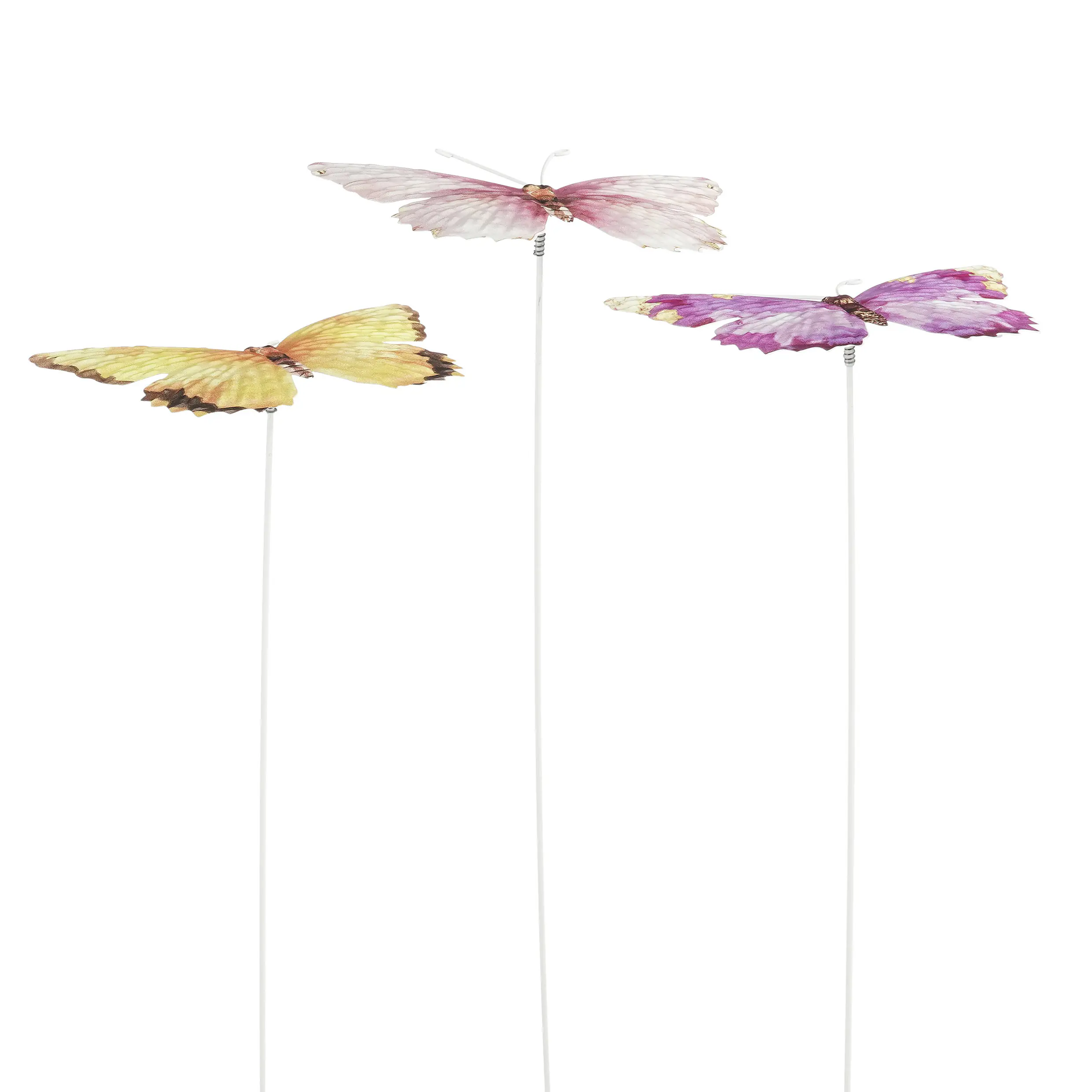 Mica Decorations Gartenstecker Schmetterling Eisen 19 x 13,5 x 70 cm 3-fach sortiert