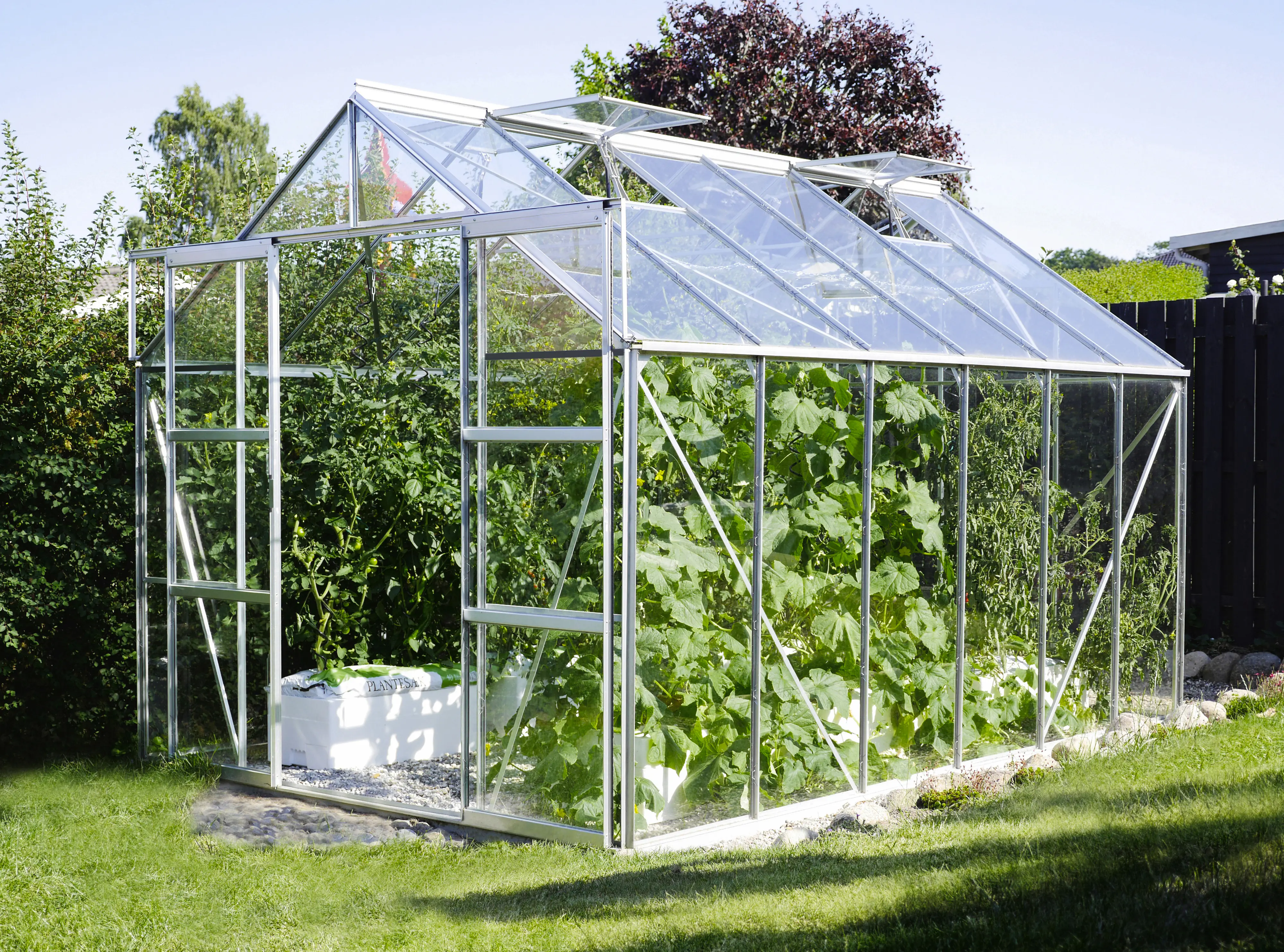 Vitavia Gewächshaus-Set Uranus 9900 ESG 3 mm alu 254 x 379 cm 