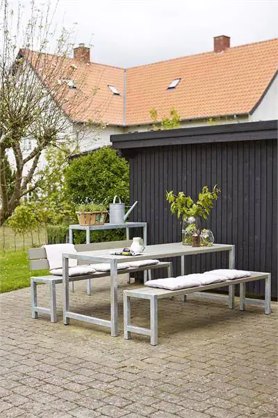 Plus Plankenbank 176 x 38 x 44 cm graubraun Plus Plankenbank 176 x 38 x 44 cm graubraun