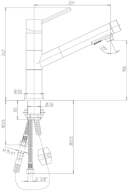 Argo Rubinetterie Küchenarmatur Oristano chrom, mit herausziehbarer Brause