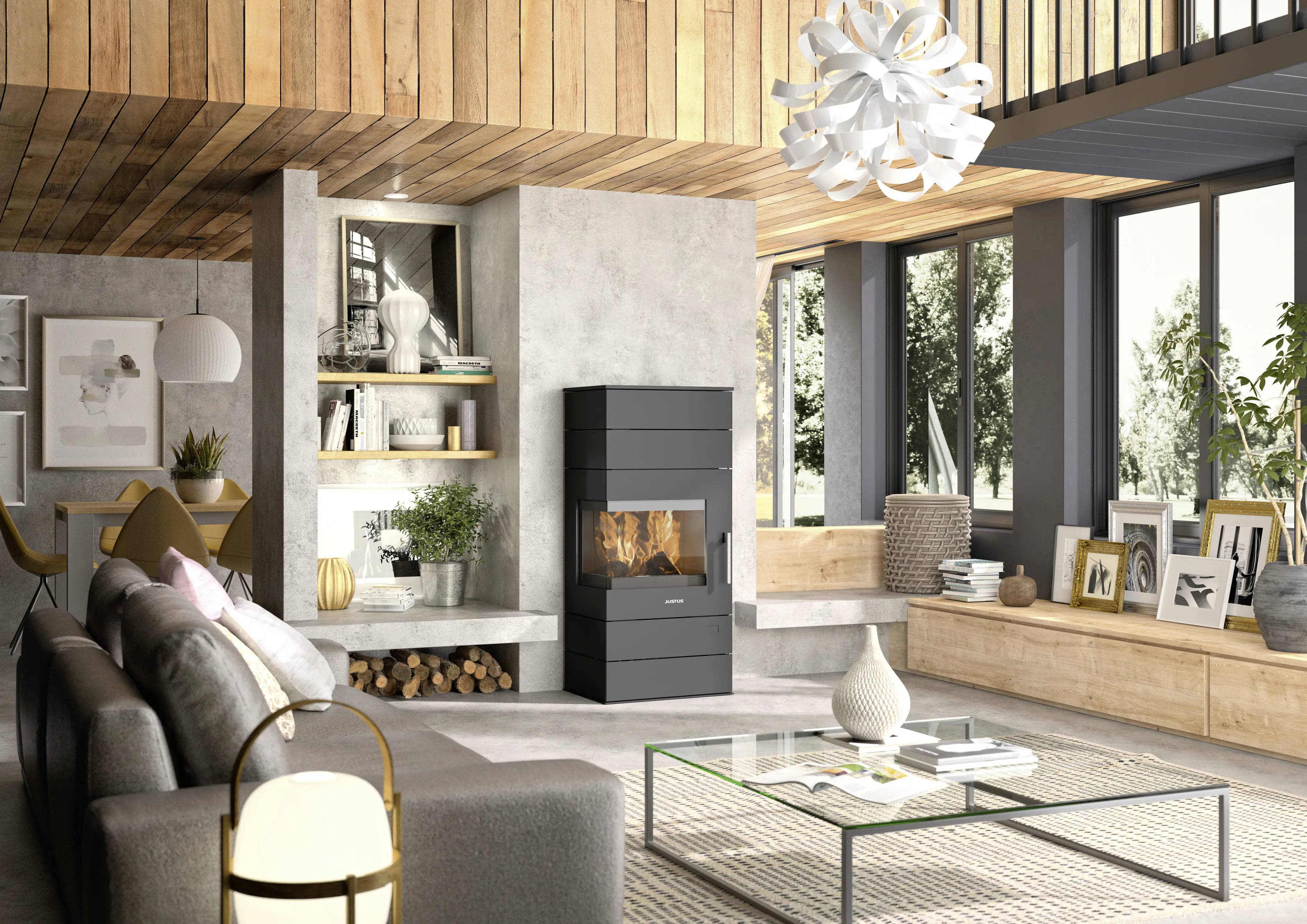 Justus Kaminofen Voga W+ Stahl schwarz 7 kW