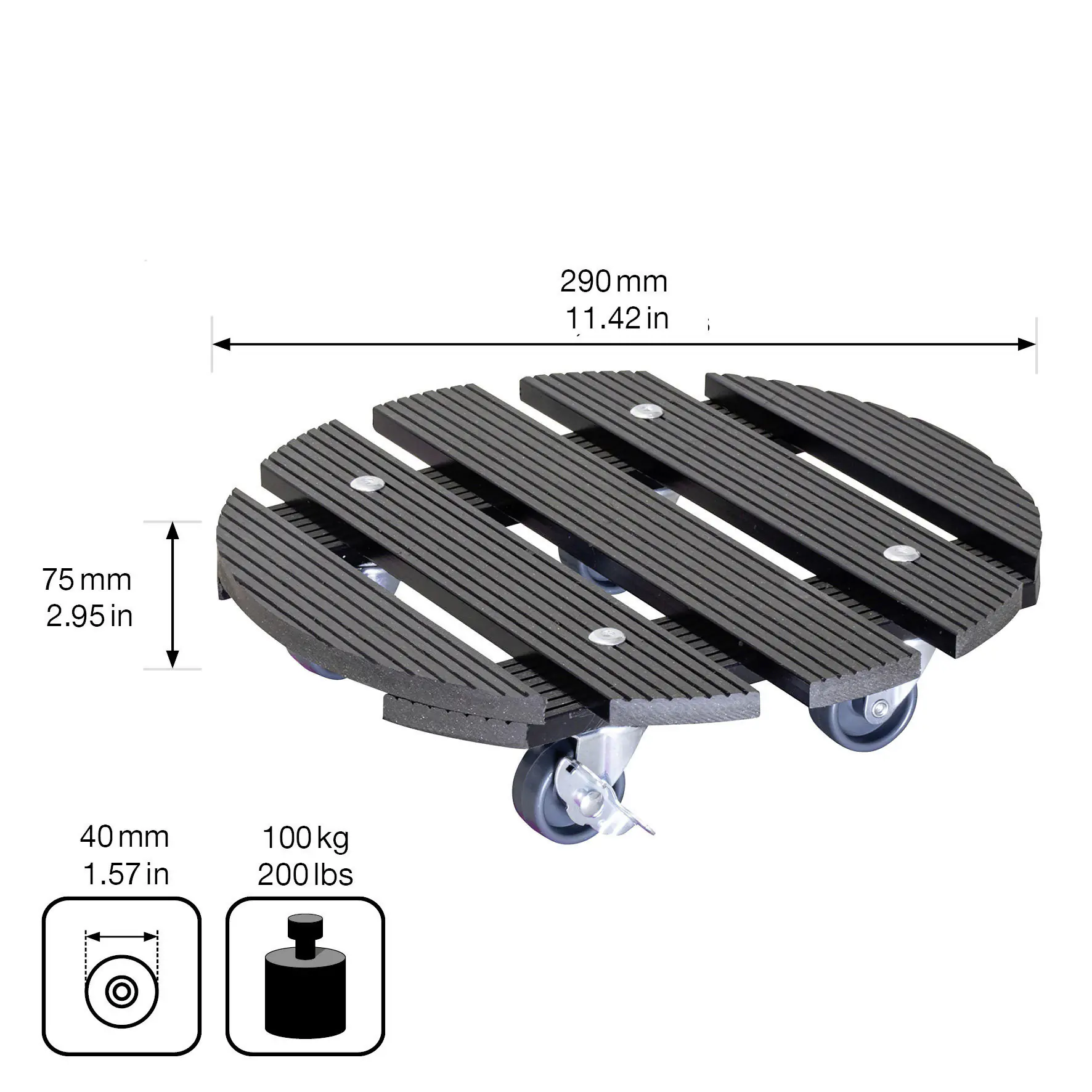 WAGNER Pflanzenroller WPC rund Ø 29 cm Tragkraft bis max. 100 kg WAGNER Pflanzenroller WPC rund Ø 29 cm Tragkraft bis max. 100 kg