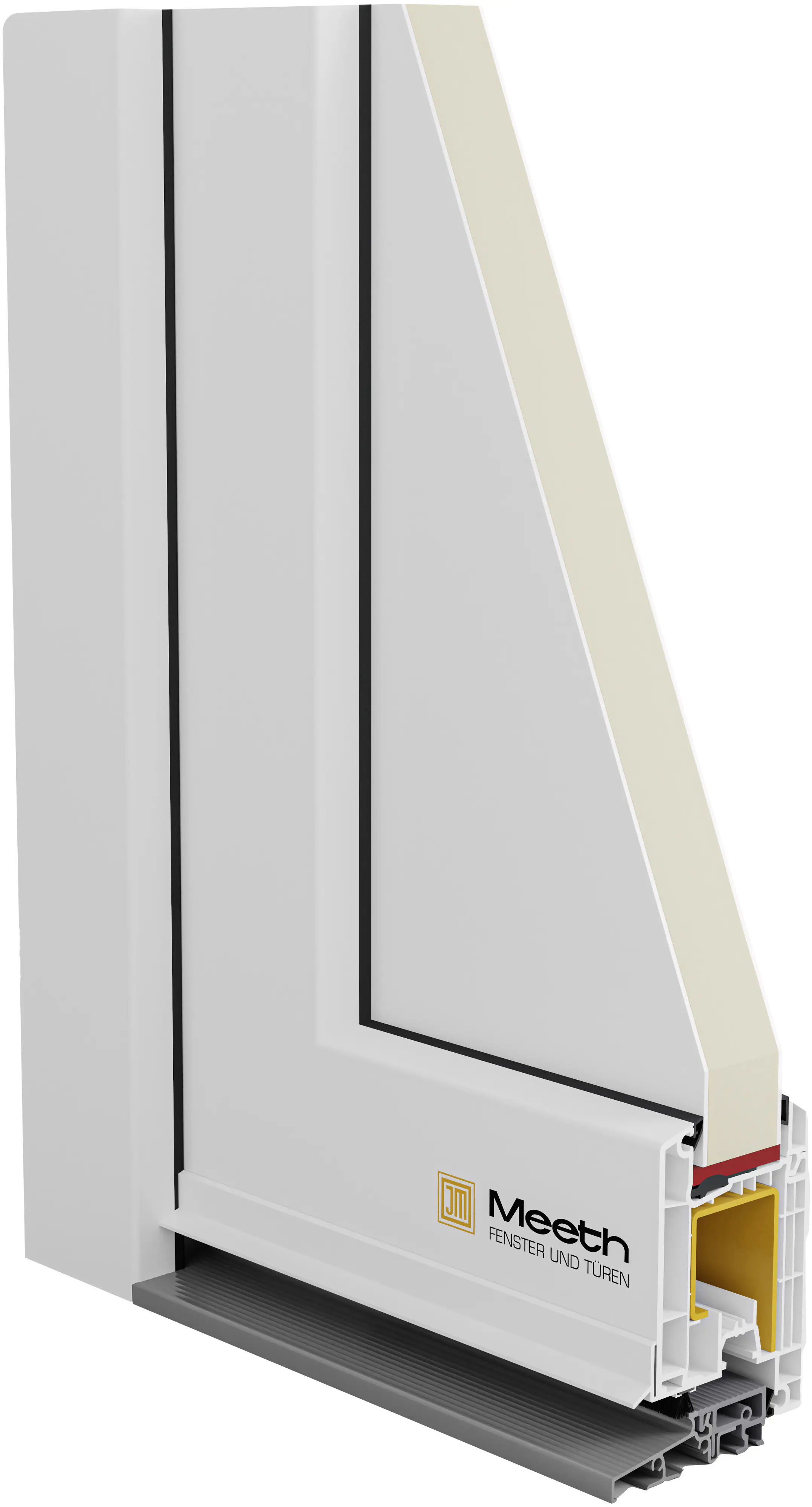Meeth Haustür Signum Pro PVC Modell 92 108 x 208 cm DIN Links weiß/lichtgrau