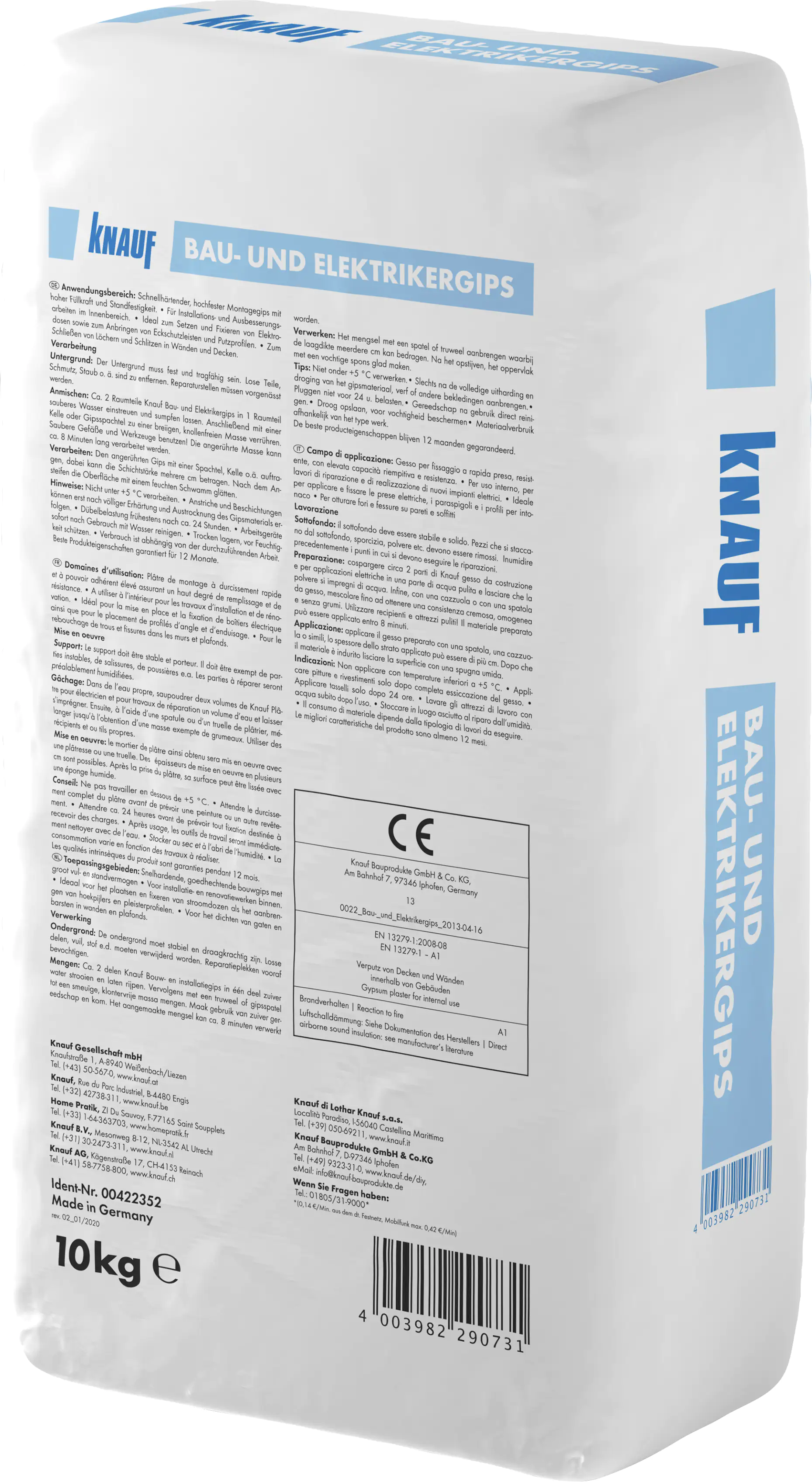 Knauf Bau- und Elektrikergips hellgrau, 10 kg