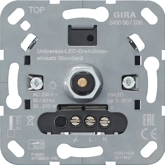 Gira Universal LED Dimmer Dreh-Ausschalter, 245000 Gira Universal LED Dimmer Dreh-Ausschalter, 245000