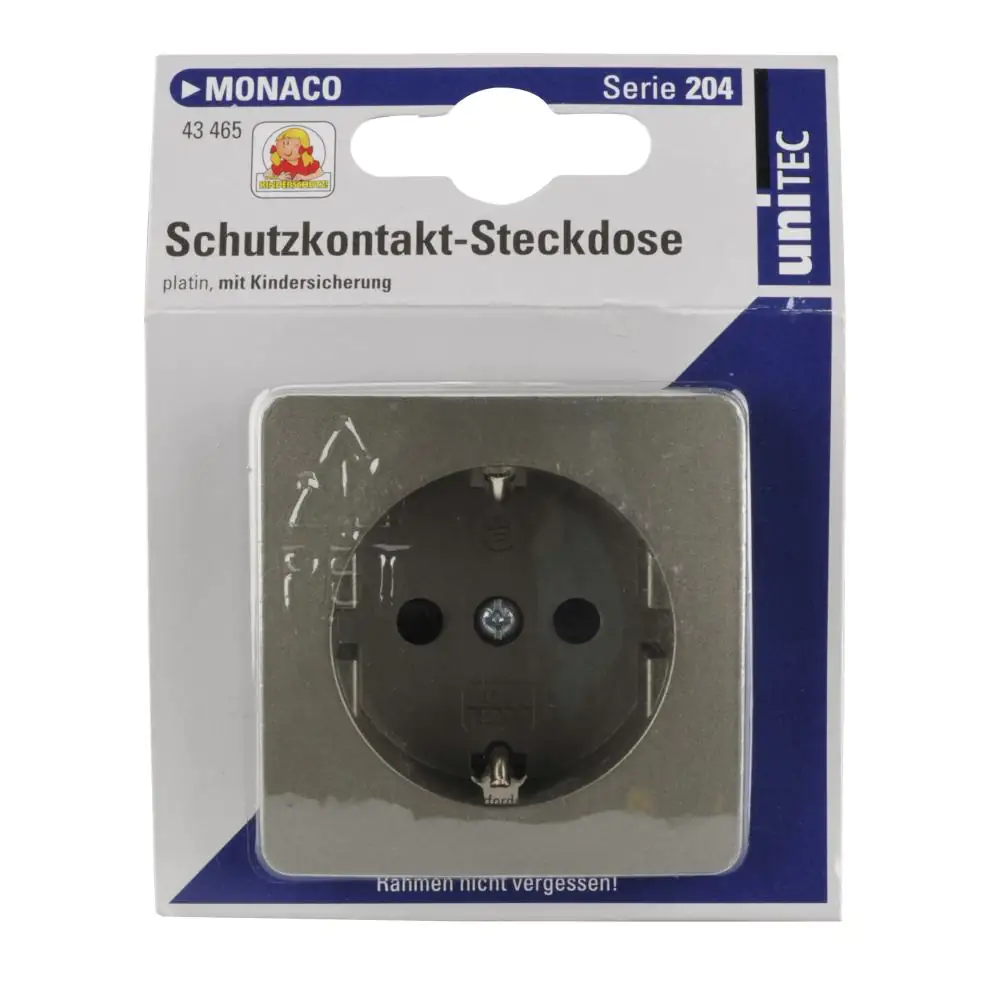 Unitec Steckdose Monaco mit Berührschutz platin