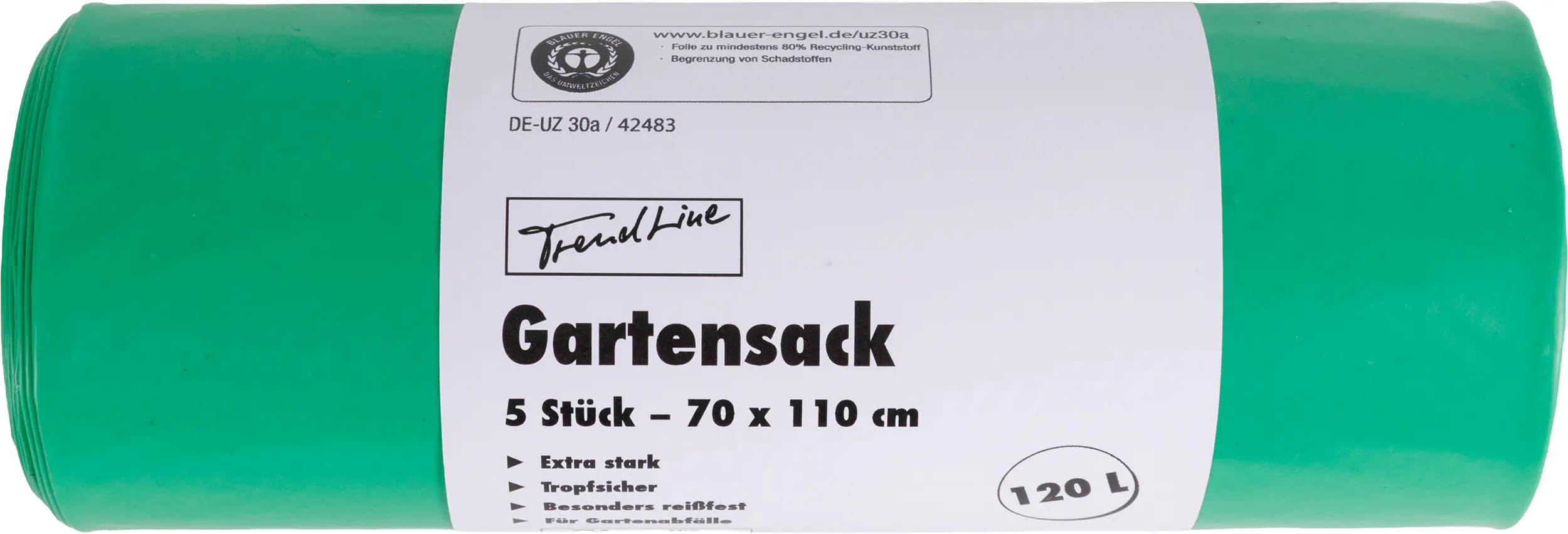 Trendline Gartensack 120 L, 63 mµ, grün, 5 Stück
