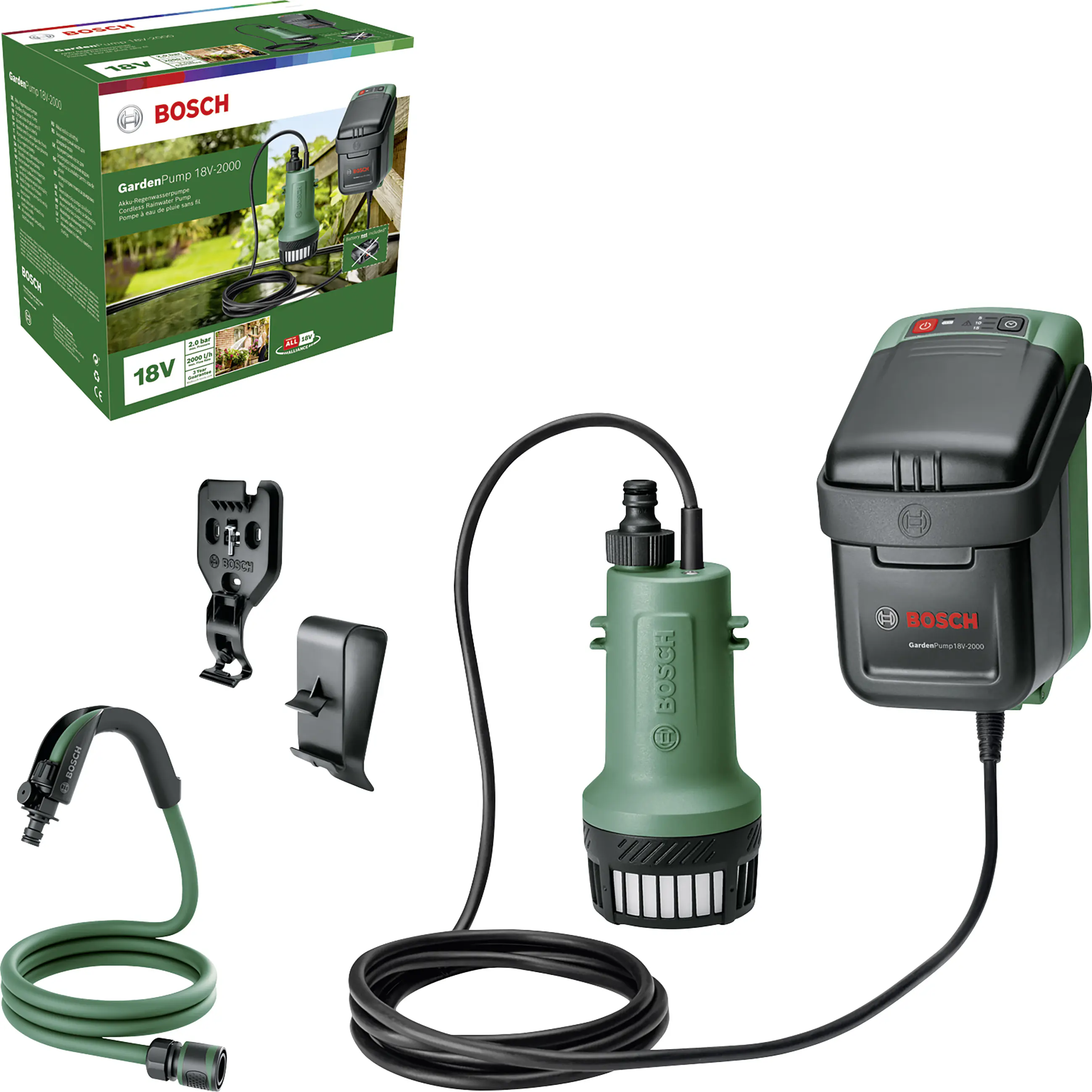 Bosch Akku-Regenfasspumpe GardenPump 18V-2000
