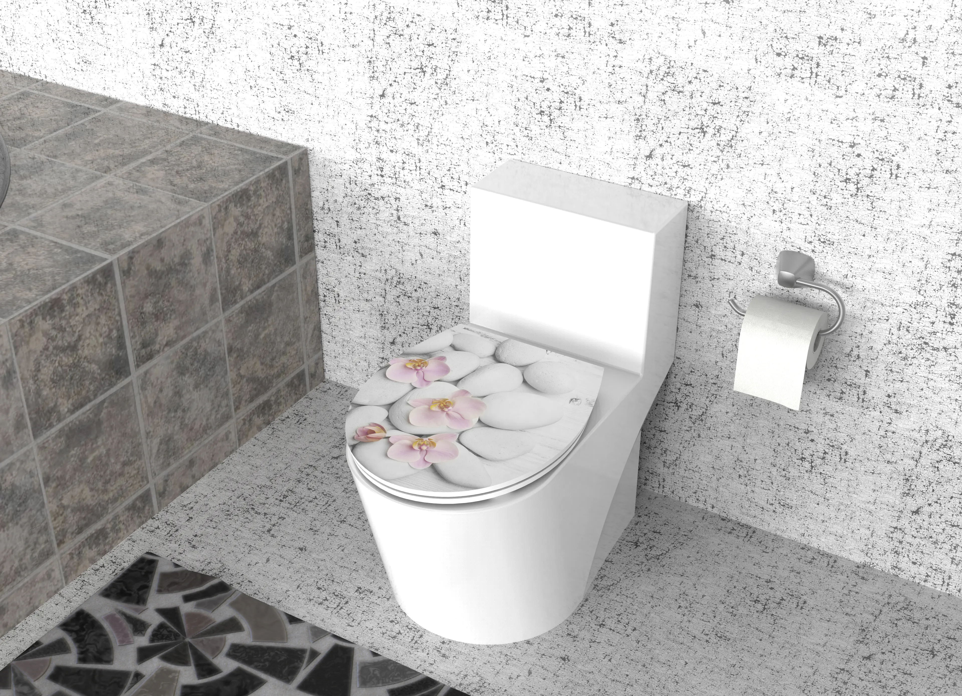 Duschwell Duroplast WC-Sitz Stein & Orchidee Duschwell Duroplast WC-Sitz Stein & Orchidee