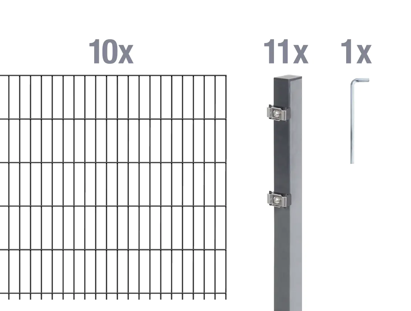 Alberts Doppelstabmatten-Grundset 20 m 200 x 140 cm 6/5/6 anthrazit Alberts Doppelstabmatten-Grundset 20 m 200 x 140 cm 6/5/6 anthrazit