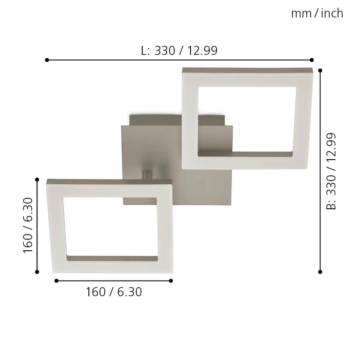 Eglo LED Deckenleuchte Huerta nickel matt 47 x 22,5 cm 